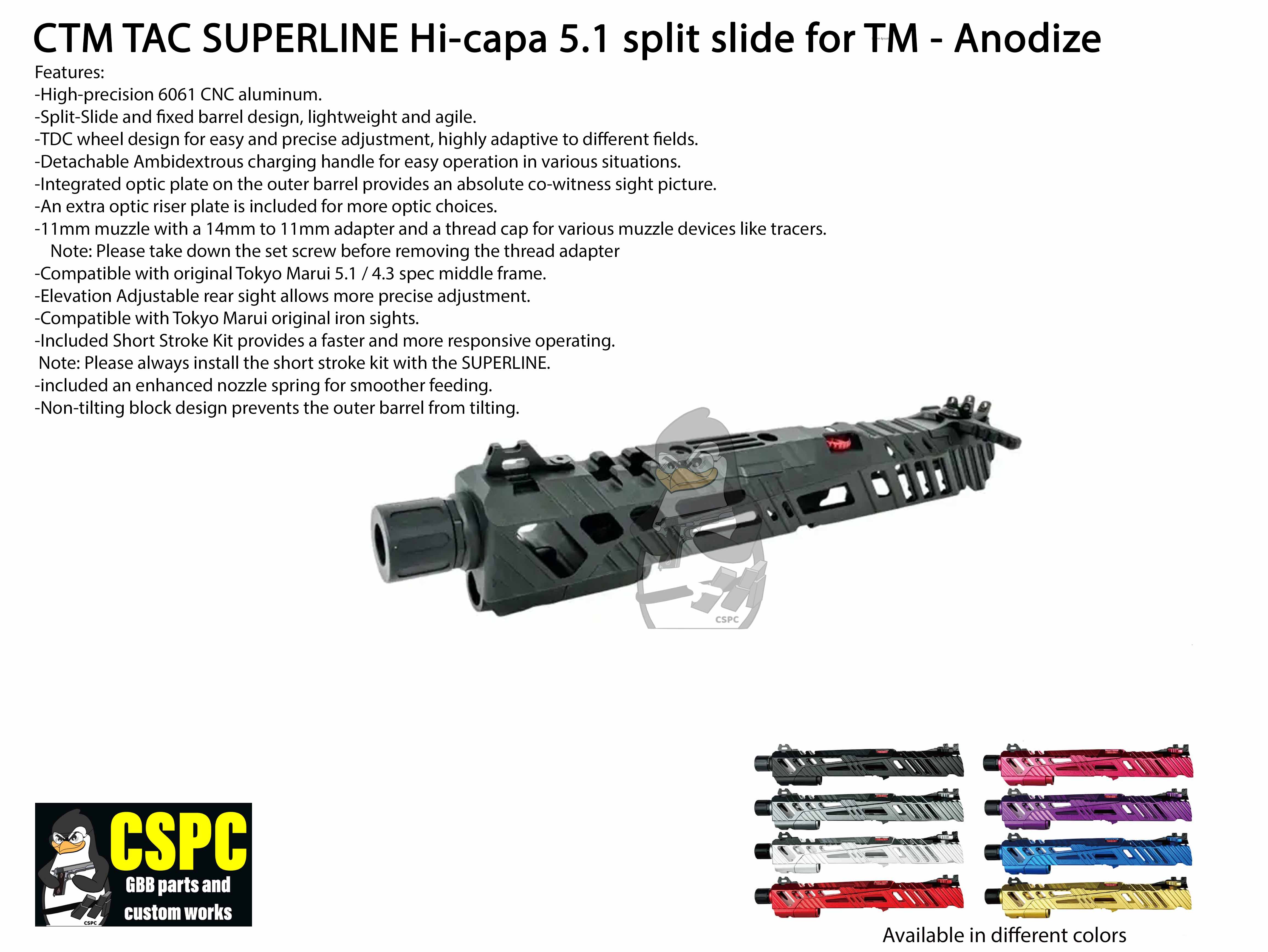 CTM TAC SUPERLINE Hi-capa 5.1 Split Slide for TM - Anodize