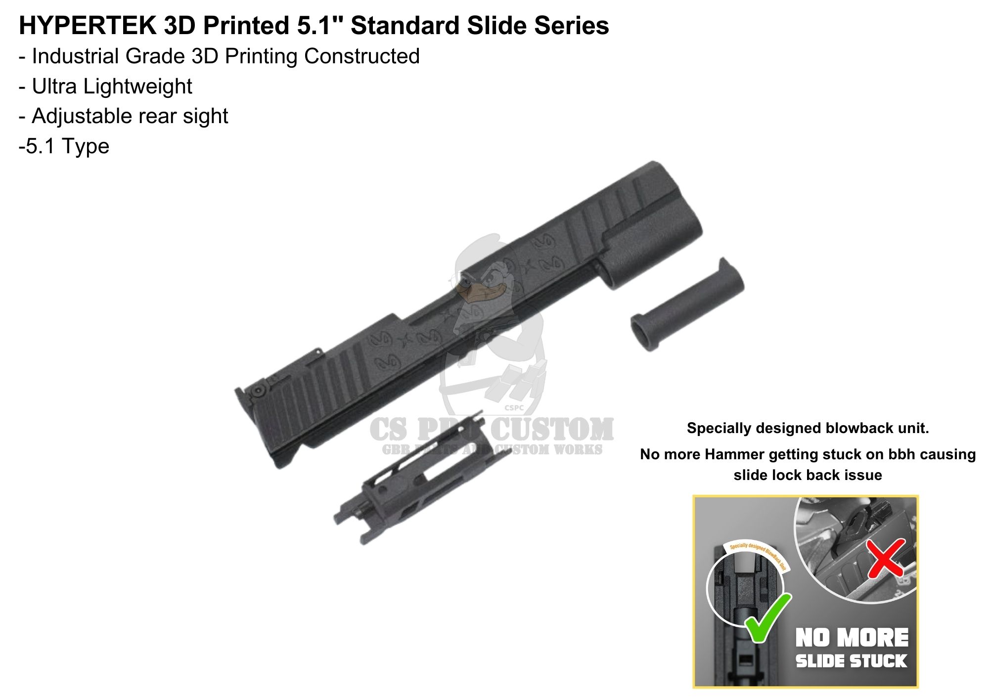 HYPERTEK 3D Printed 5.1" Standard Slide Series for Hi-capa
