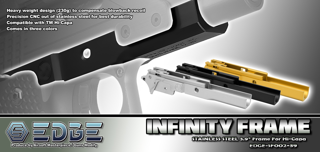 EDGE Custom “INFINITY” Stainless Steel Frame for Hi-CAPA