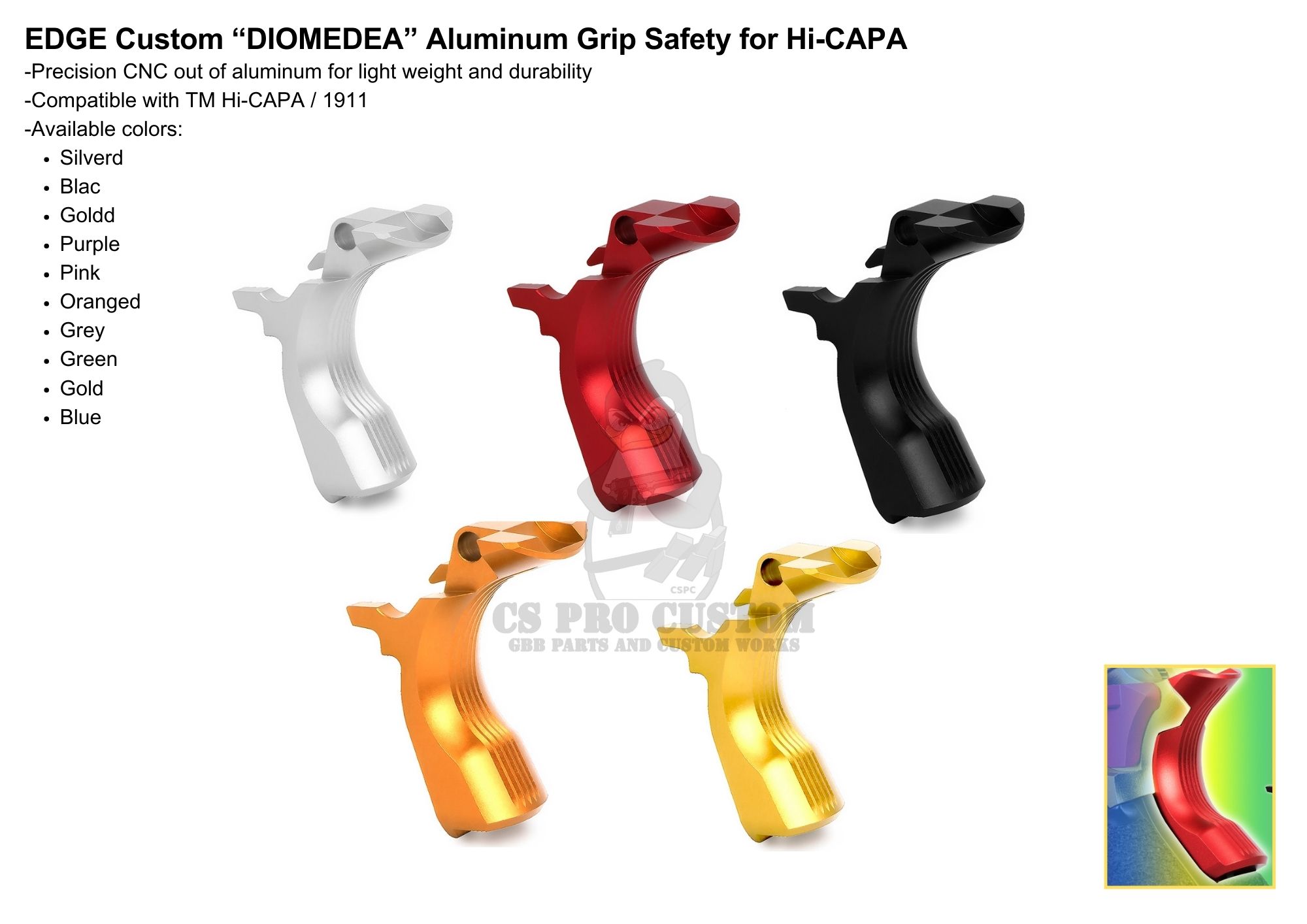 EDGE Custom 'DIOMEDEA' Aluminum Grip Safety for Hi-CAPA