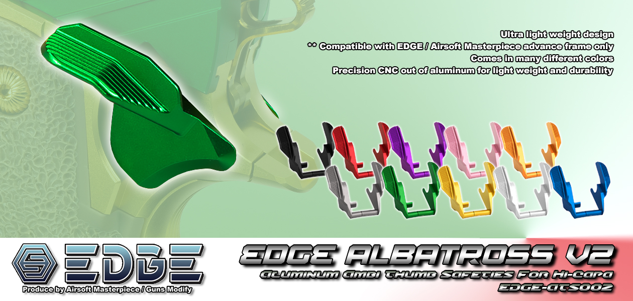 EDGE Custom 'ALBATROSS' V2 Aluminum Ambi Thumb Safeties for Hi-capa