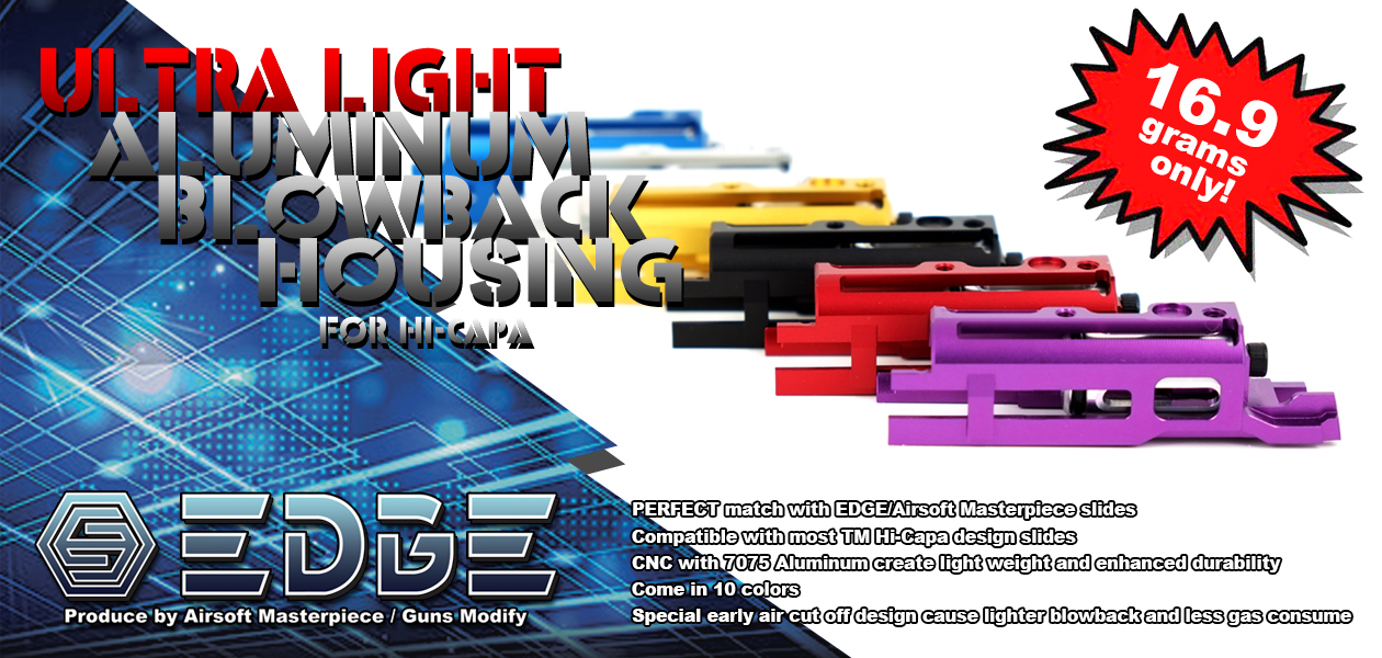 EDGE Ultra Light Aluminum Blowback Housing v1 Low blow back for Hi-capa and 1911