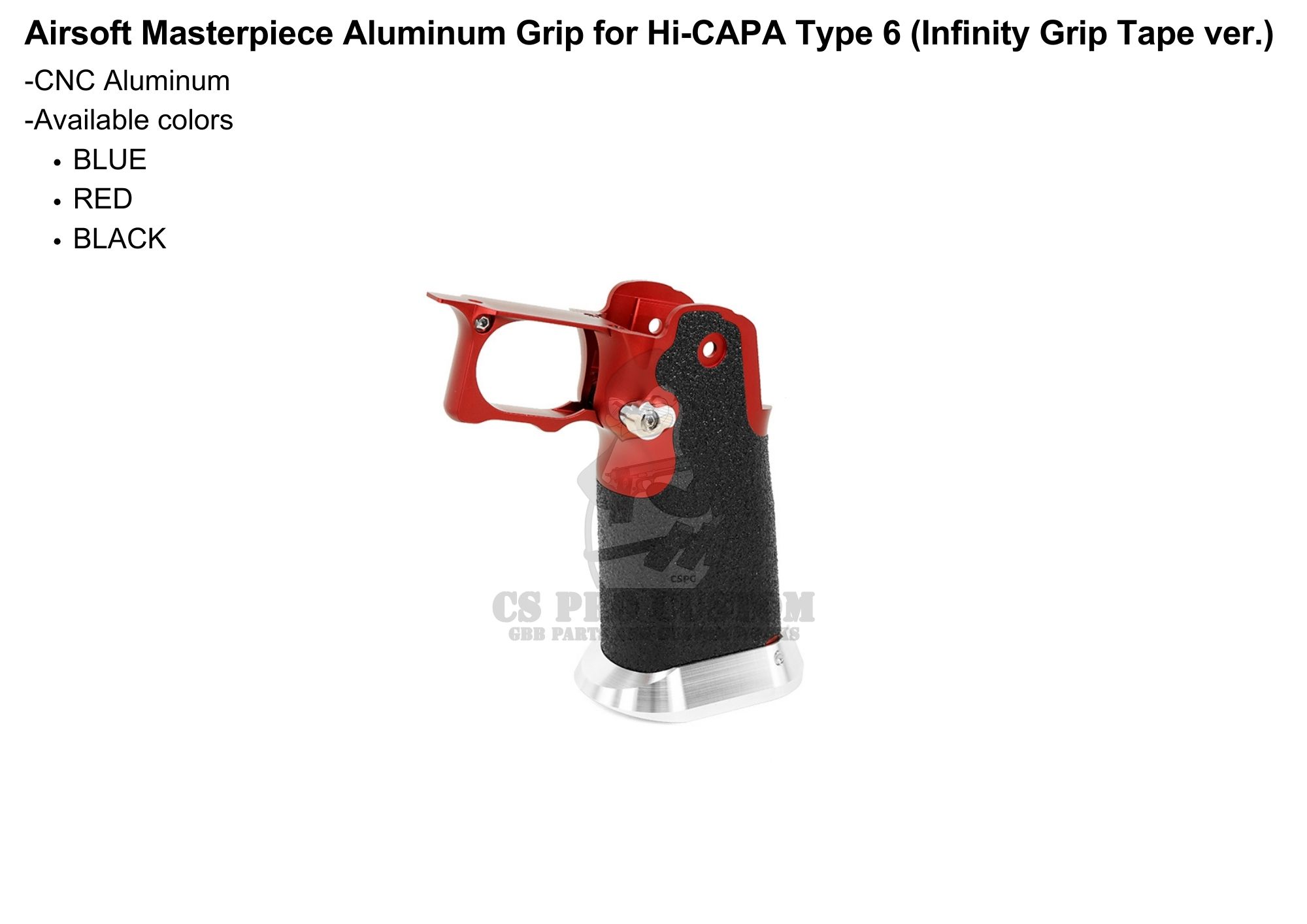 Airsoft Masterpiece Aluminum Grip For Hi-CAPA Type 6 (Infinity Grip Tape version)