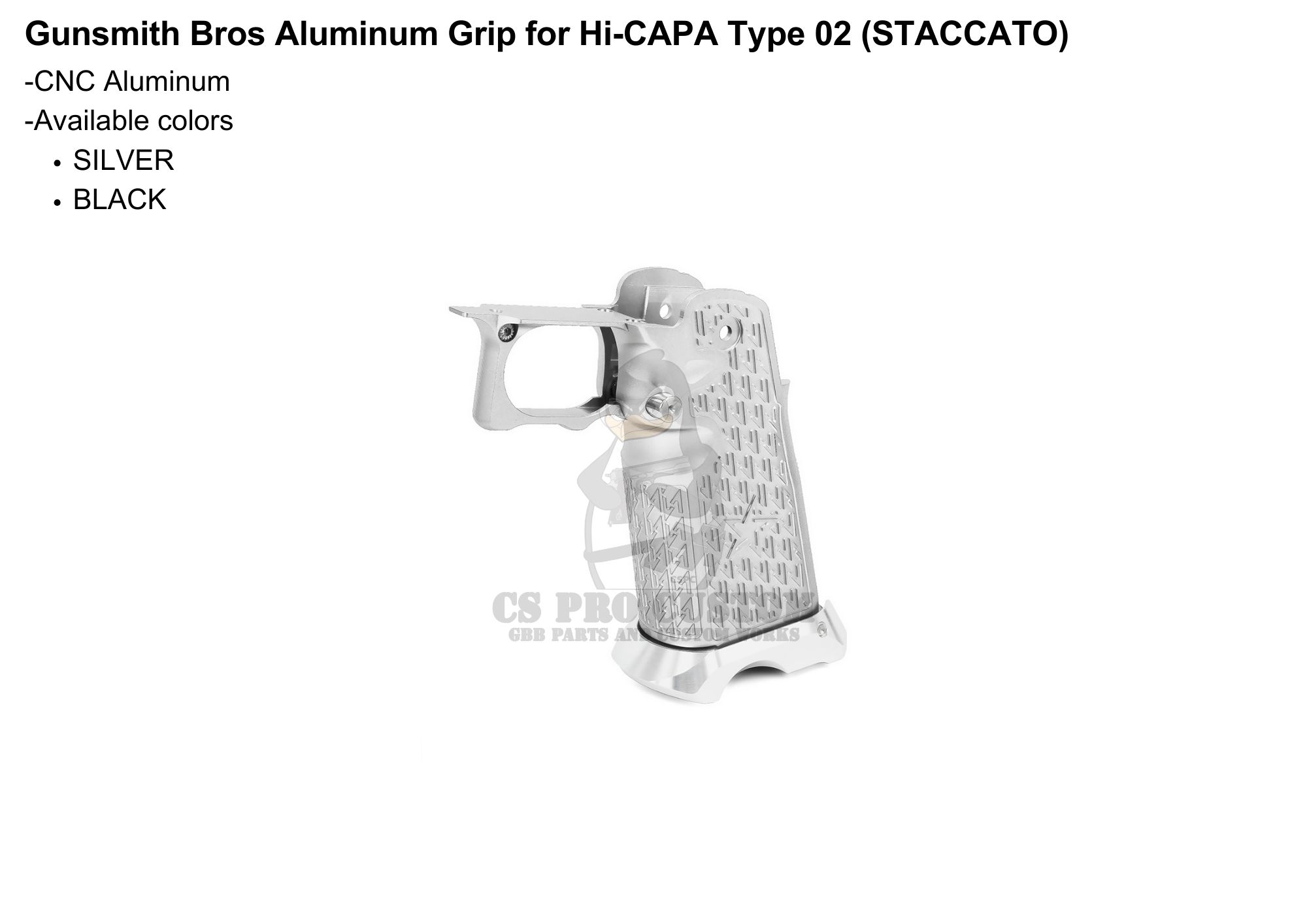 Gunsmith Bros Aluminum Grip for Hi-CAPA Type 02 (STACCATO)