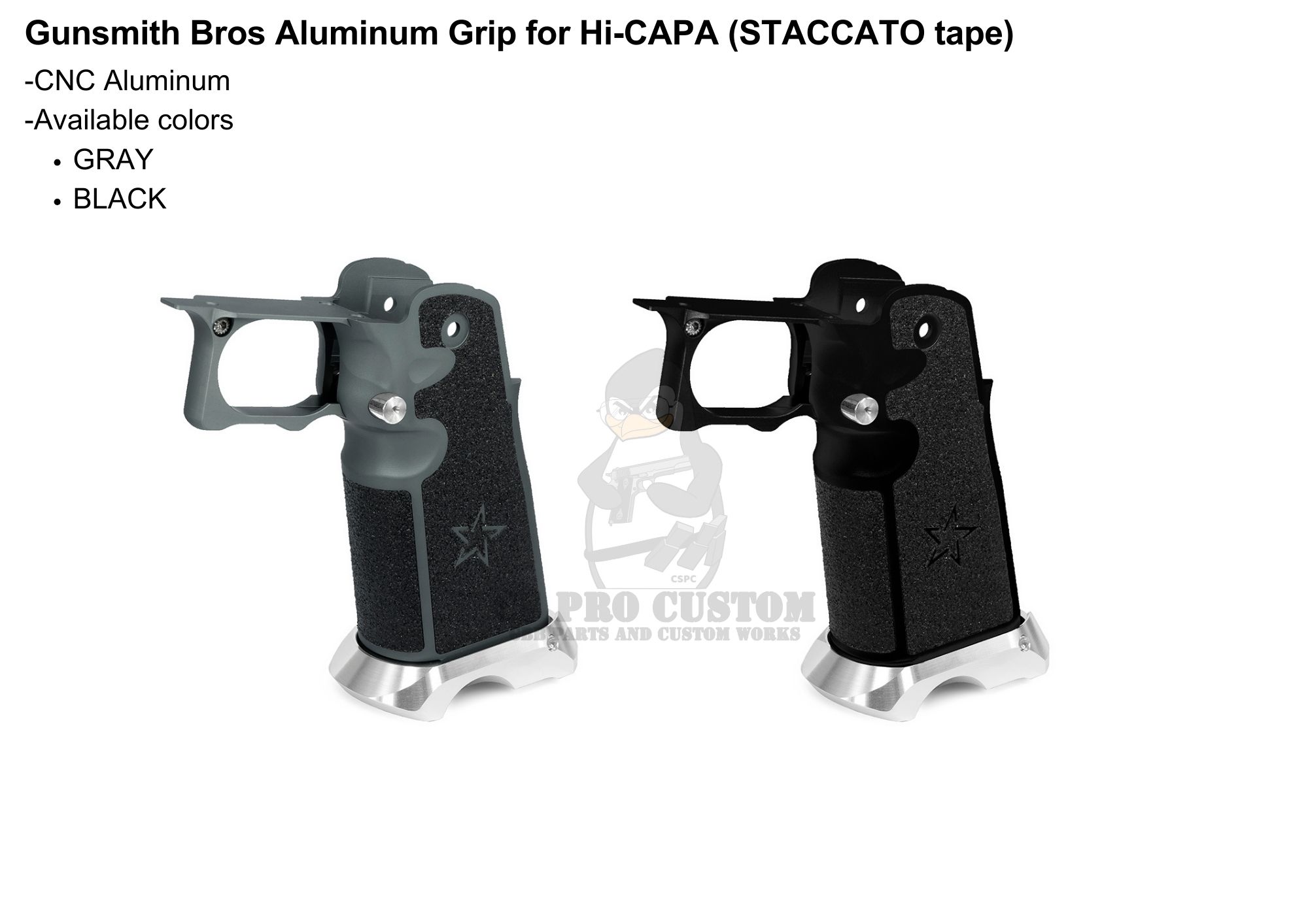Gunsmith Bros Aluminum Grip for Hi-CAPA (STACCATO tape)