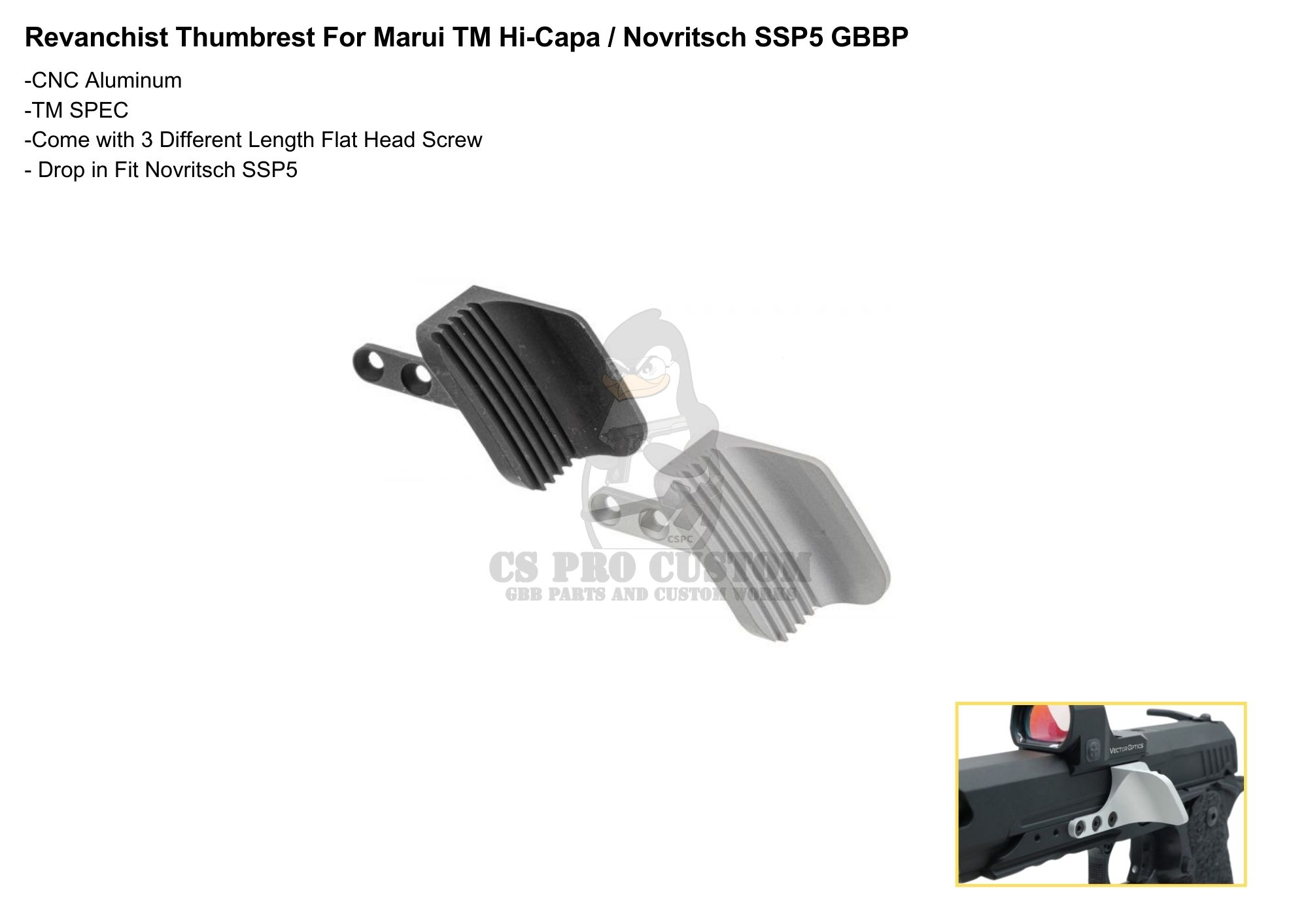 Revanchist Thumbrest for Marui TM Hi-Capa / Novritsch SSP5 GBBP