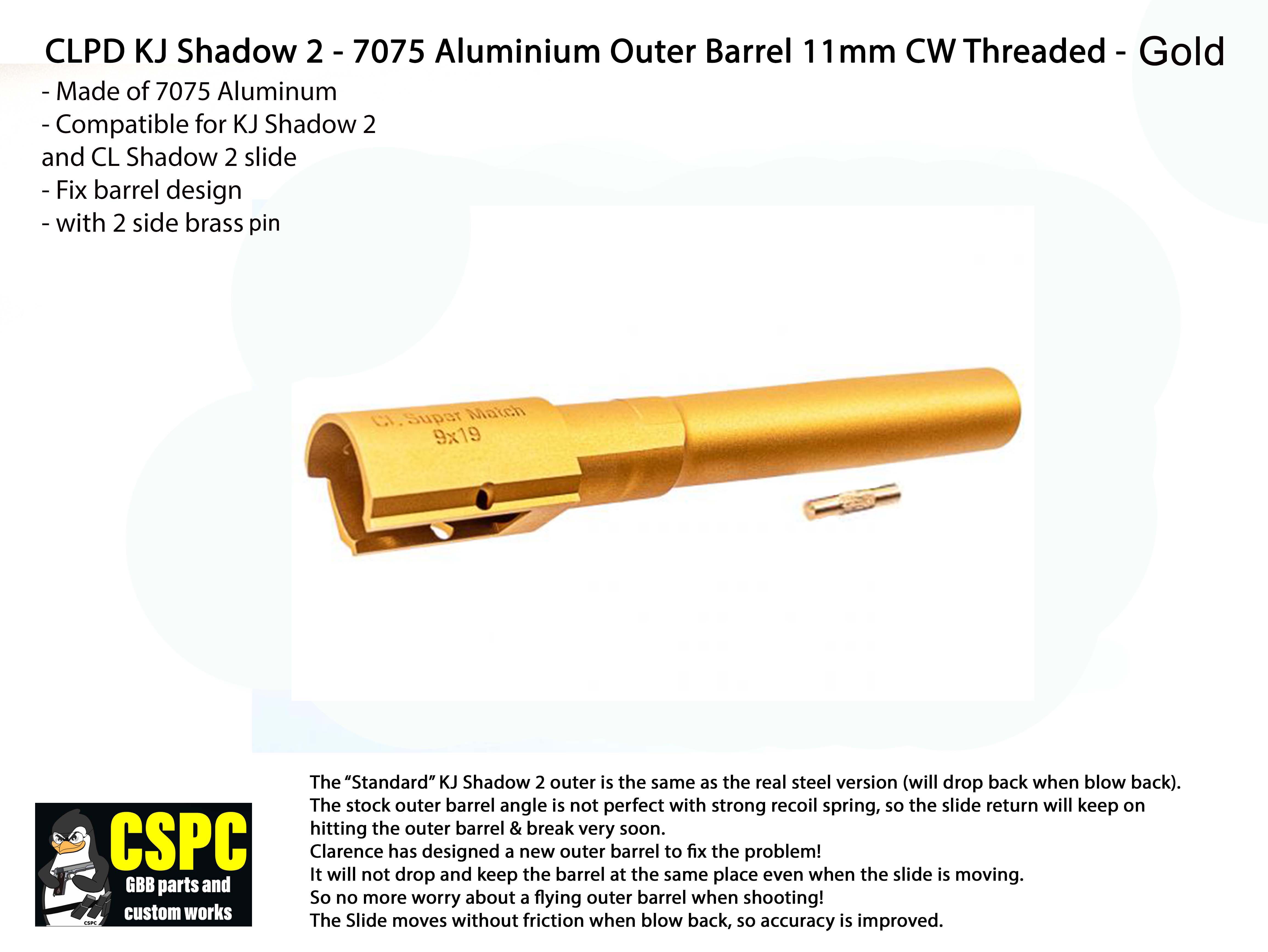CL Project Design KJ Shadow 2 - 7075 Aluminium Outer Barrel 11mm CW Threaded