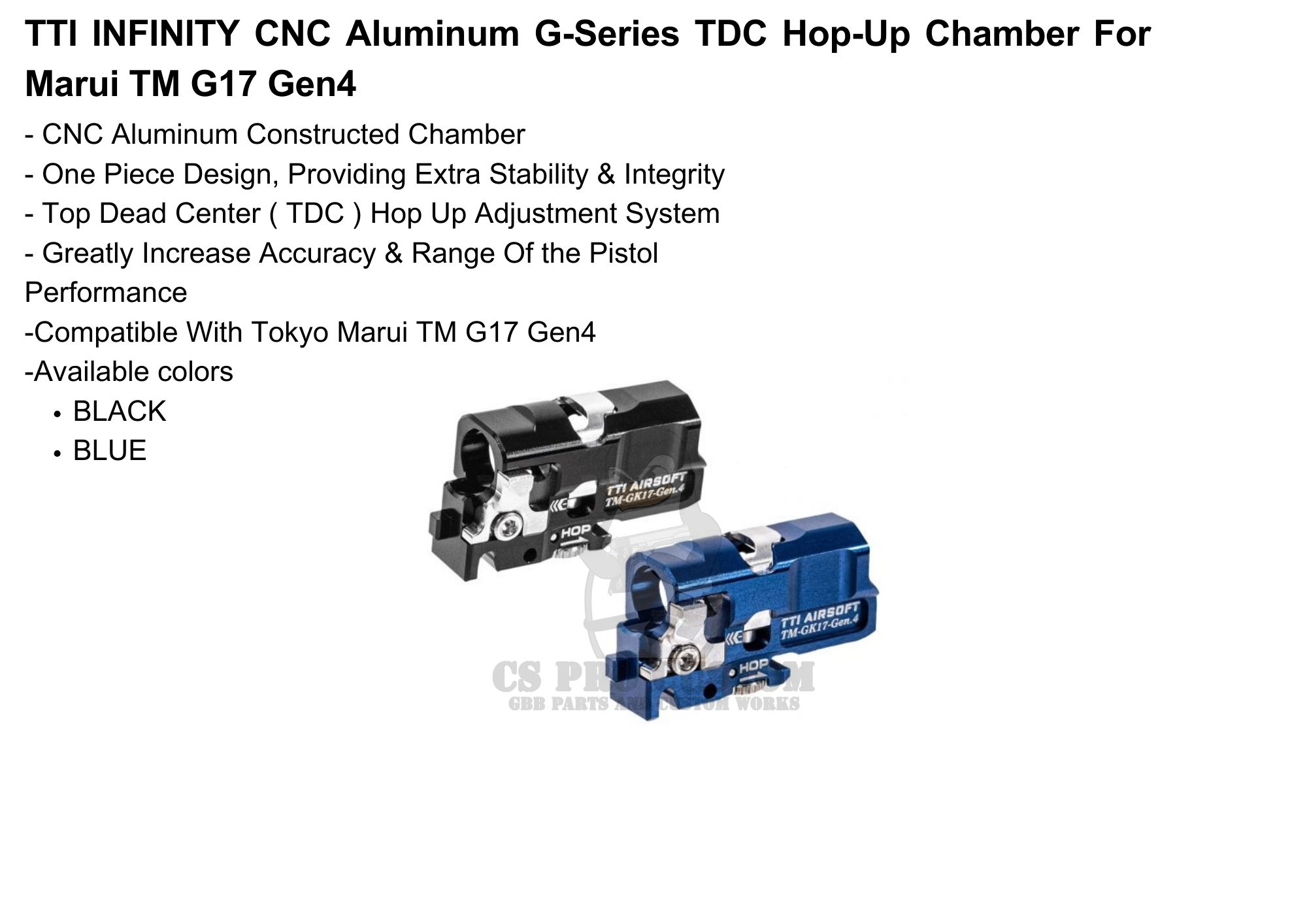 TTI INFINITY TM Gen4  G-Series CNC Aluminum TDC Hop-Up Chamber