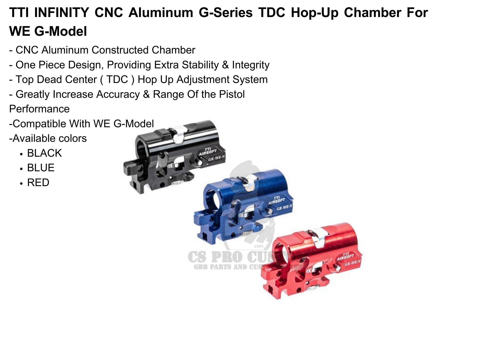TTI INFINITY WE G-Series CNC Aluminum TDC Hop-Up Chamber