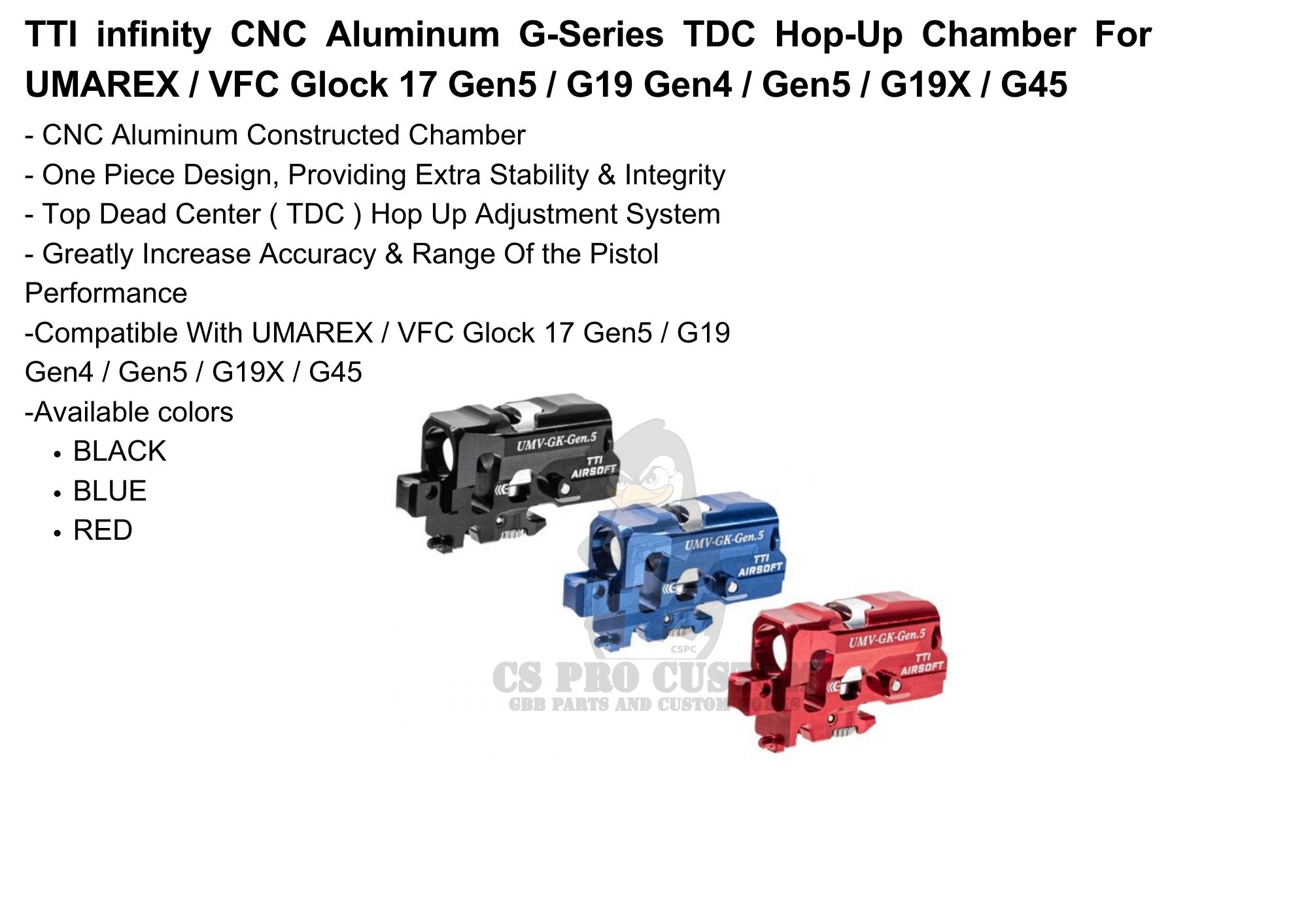 TTI Infinity VFC/Umarex G-Series CNC Aluminum TDC Hop-Up Chamber