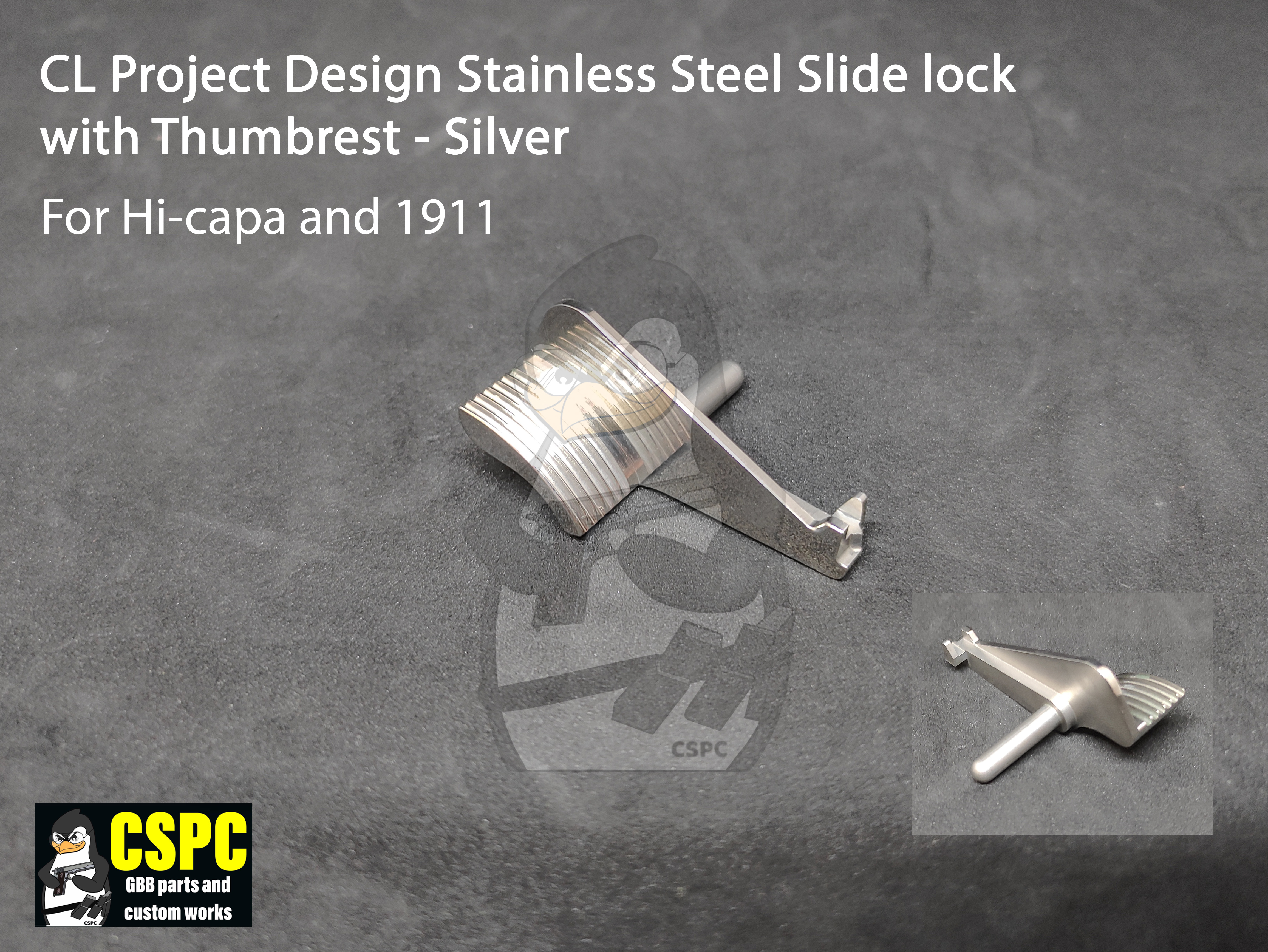 CL Project Design Stainless Steel Slide Lock with Thumbrest - Chromed Silver
