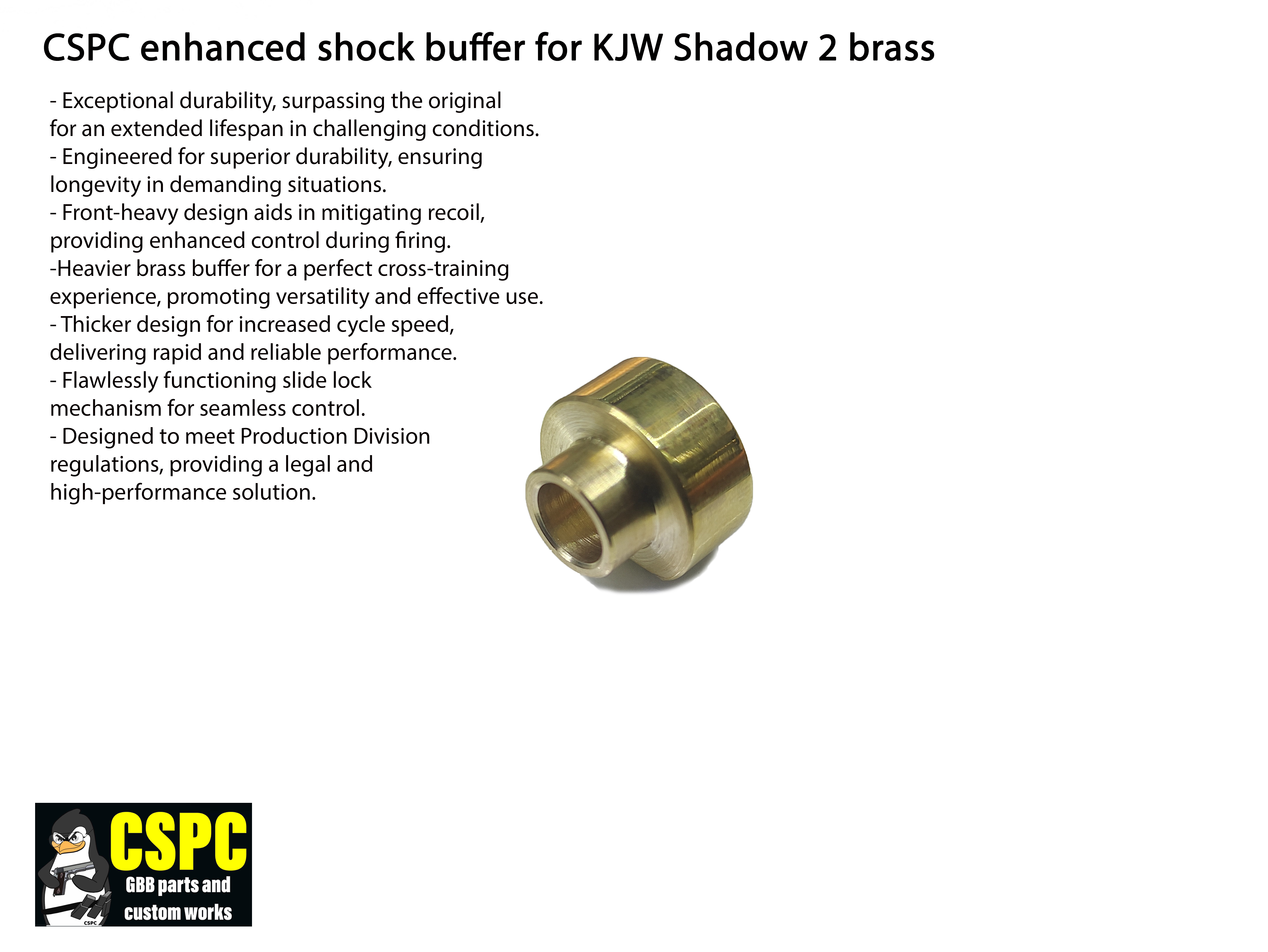 CSPC Enhanced Shock Buffer for KJW Shadow 2 Brass