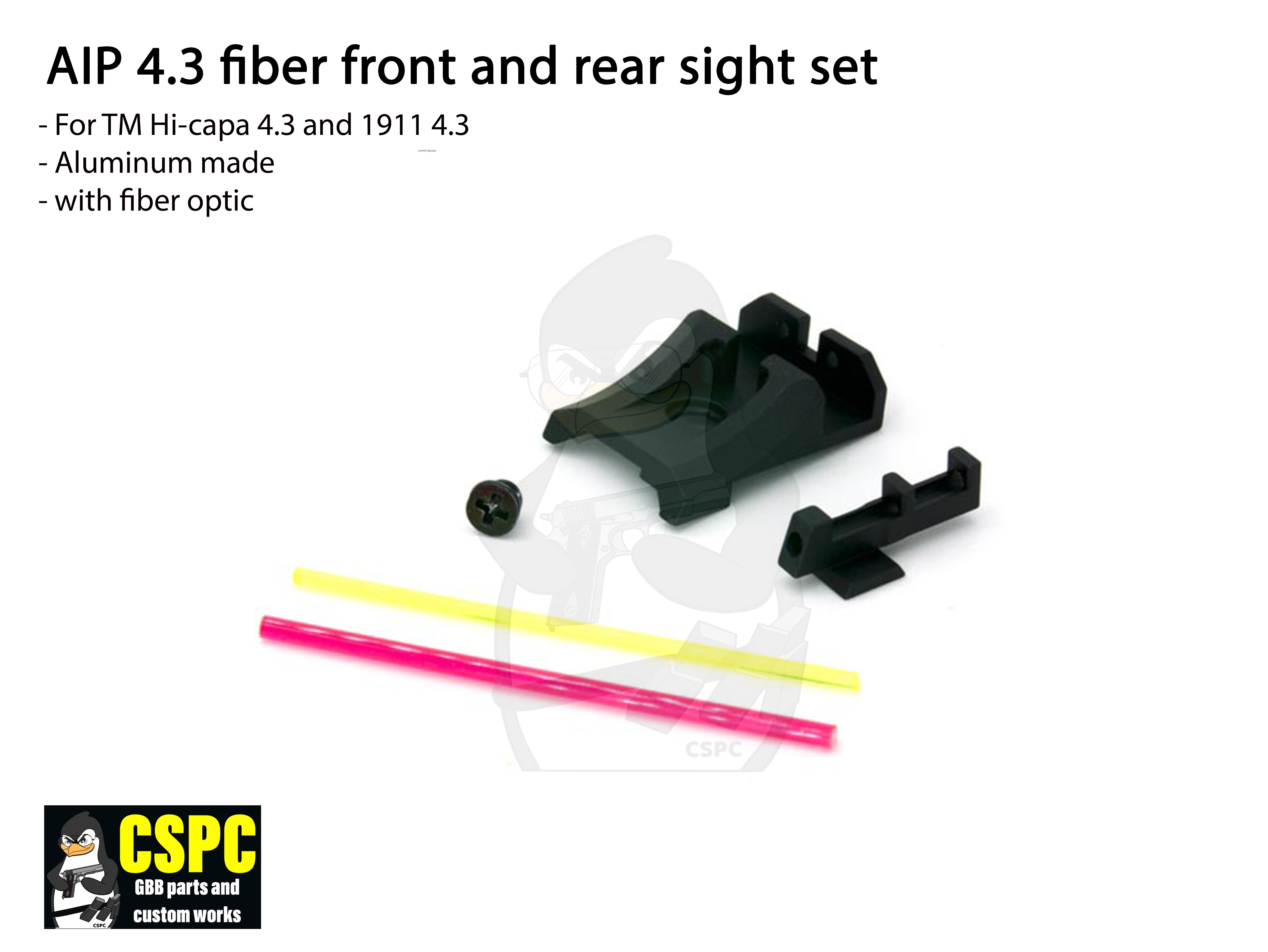 AIP 4.3 Fiber Front and Rear Sight Set
