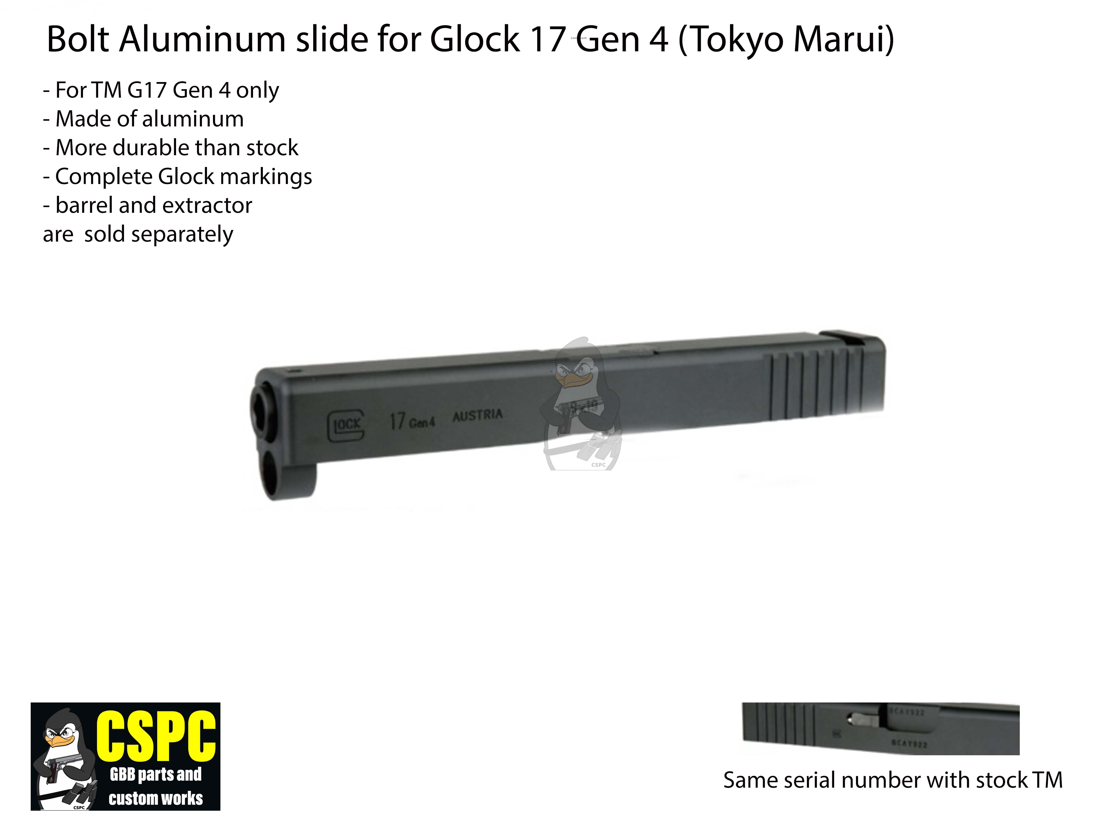 Bolt Aluminum Slide for Glock 17 Gen 4