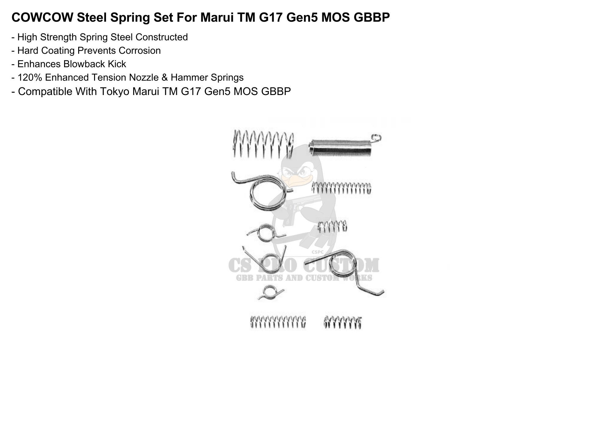 Cowcow Steel Spring Set For Marui TM G17 Gen5 MOS GBBP