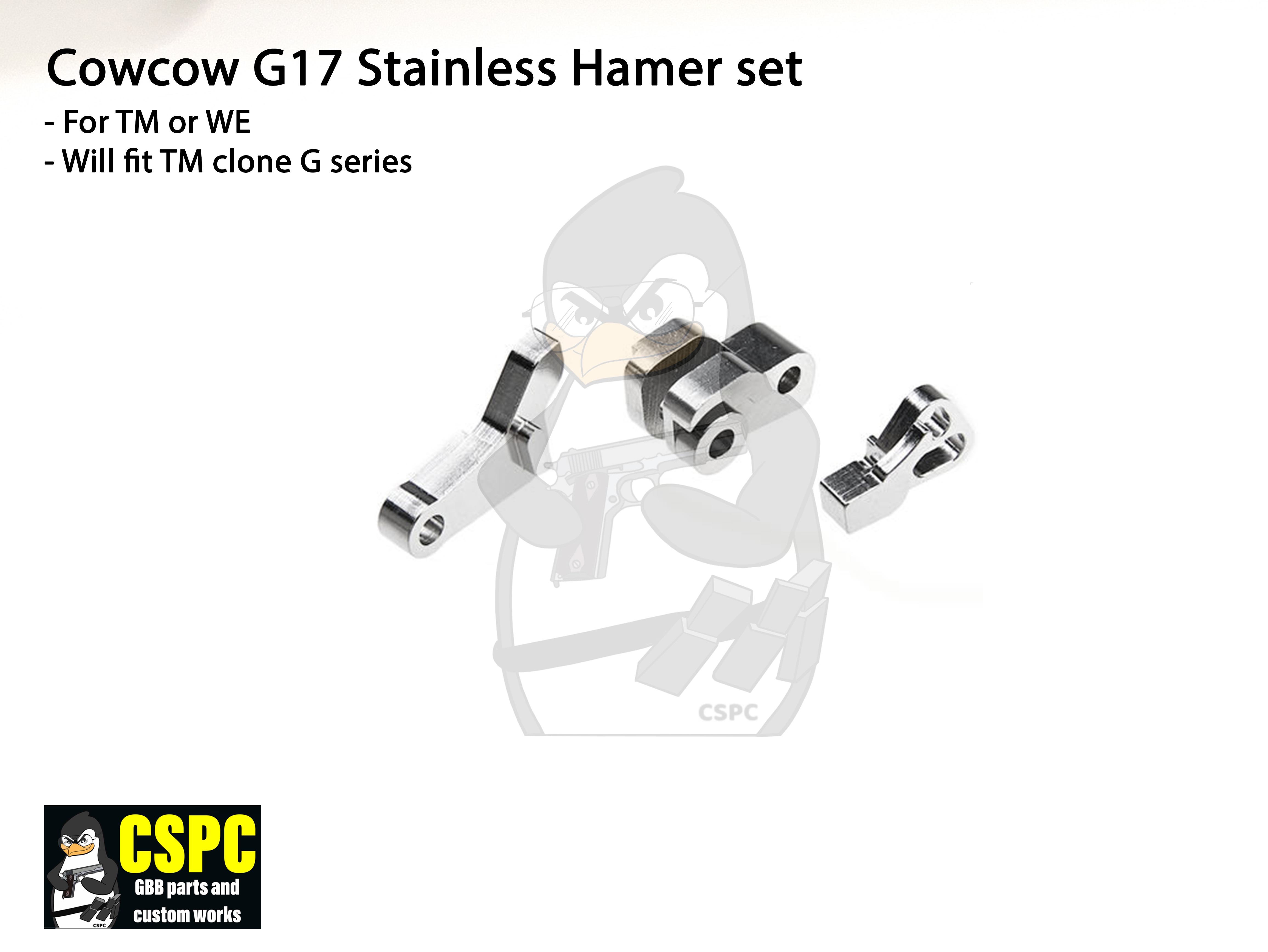 Cowcow G17 Stainless Hammer Set For TM or WE, will fit TM clone G series