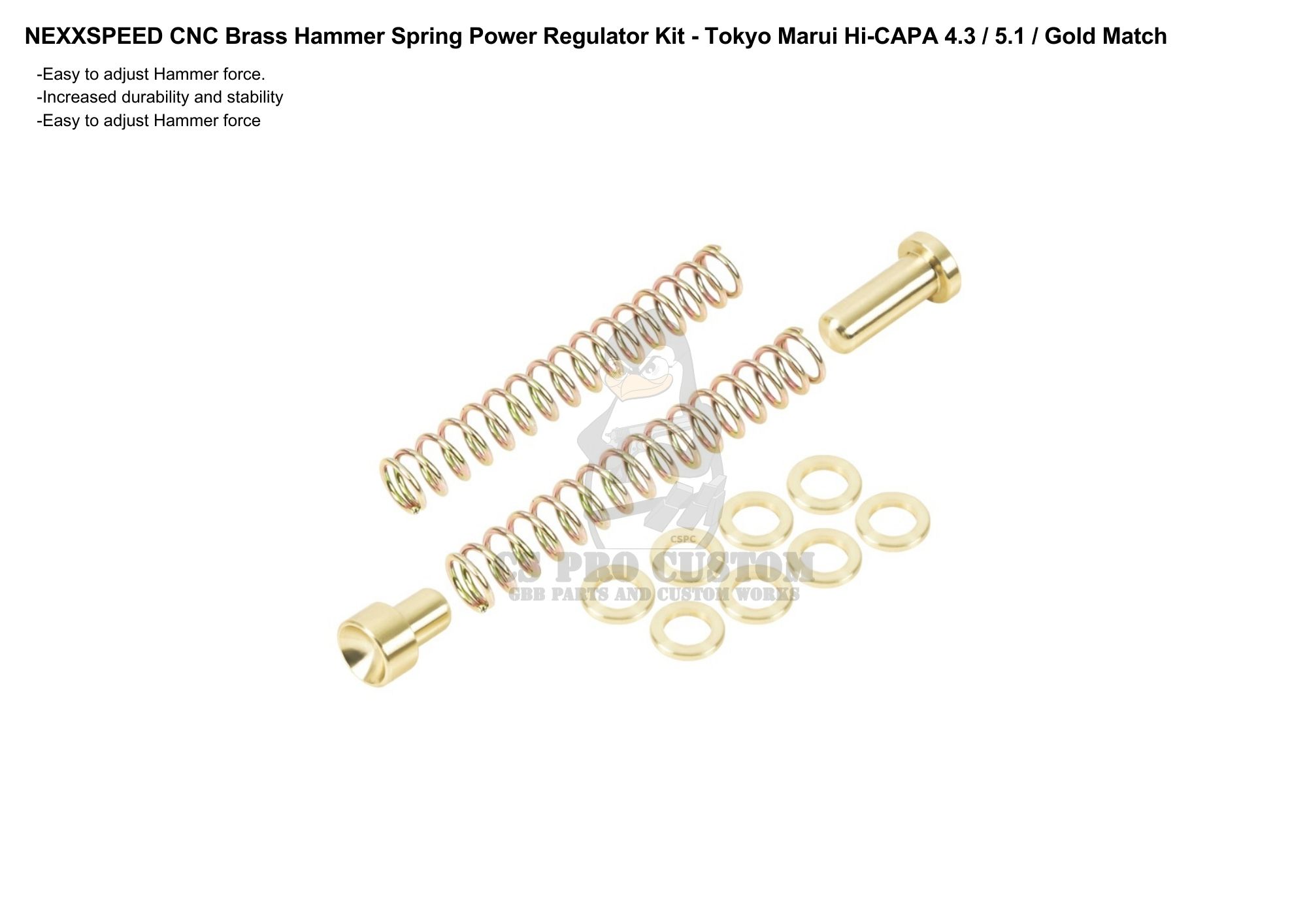 Nexxspeed CNC Brass Hammer Spring Power Regulator Kit for Hi-capa