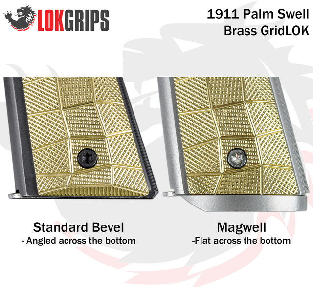 LOKGRIPS 1911 Palm Swell GridLOK Brass