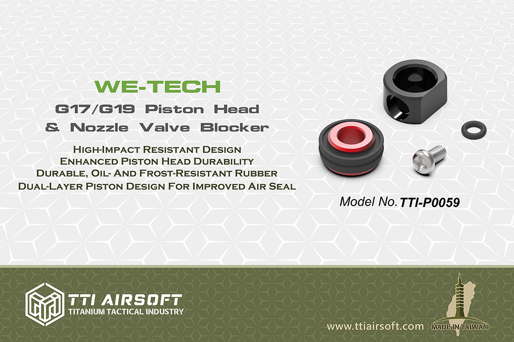 TTI Airsoft WE-TECH G17/G19 Piston Head & Nozzle Valve Blocker