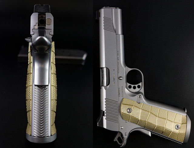 LOKGRIPS 1911 Palm Swell GridLOK Brass