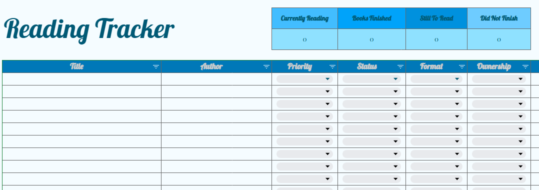 Reading Tracker Google Sheets
