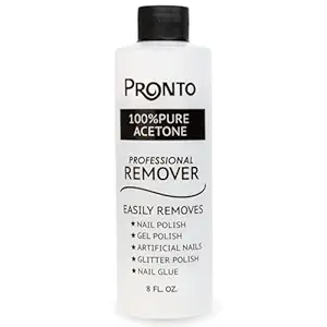 Pronto 100% Pure Acetone - Quick, Professional Nail Polish Remover - For Natural, Gel, Acrylic, Sculptured Nails (8 FL. OZ.)