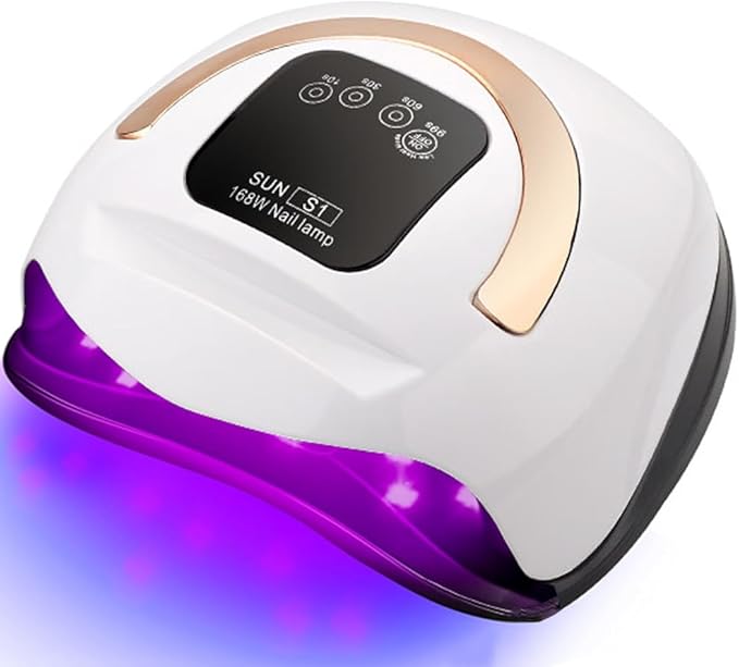 Nail Lamp, Nail Dryer,168W UV LED Nail Lamp Beads or Gel Nail Polish Curing Dryer, Sensor/4 Timer Setting, for Salon Home Nail Drying Tool Lamps