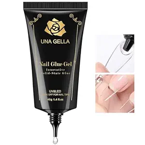 UNA GELLA Soft Gel Nail Tips Gl ue Gel Solid Nail Gl ue Gel 40ml Lamp Curing Needed Soak Off G lue Strong Nail Gl ue Gel for Acrylic Nails Extension Fake Nail Tips Press On Nails for Gel Jelly Tips