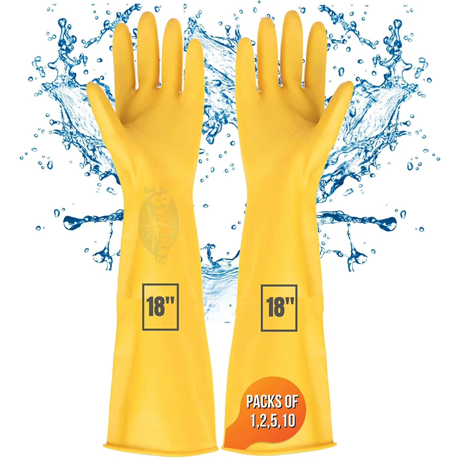 18-Inch Yellow Rubber Gloves