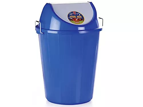 Blue Plastic Trash Can