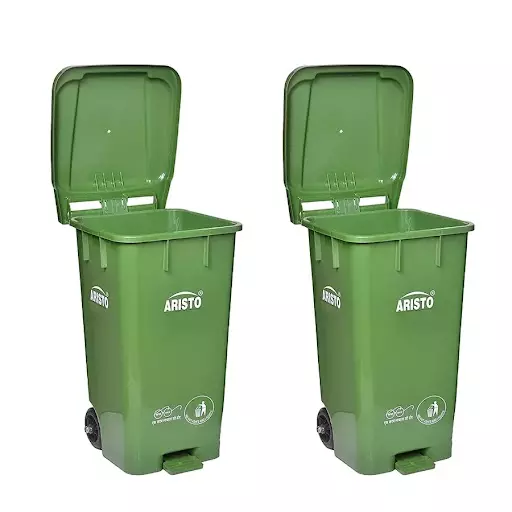 Green Trash Bins - Set of 2