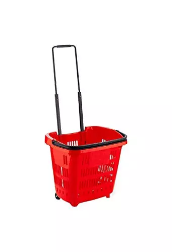 Red Shopping Basket with Wheels