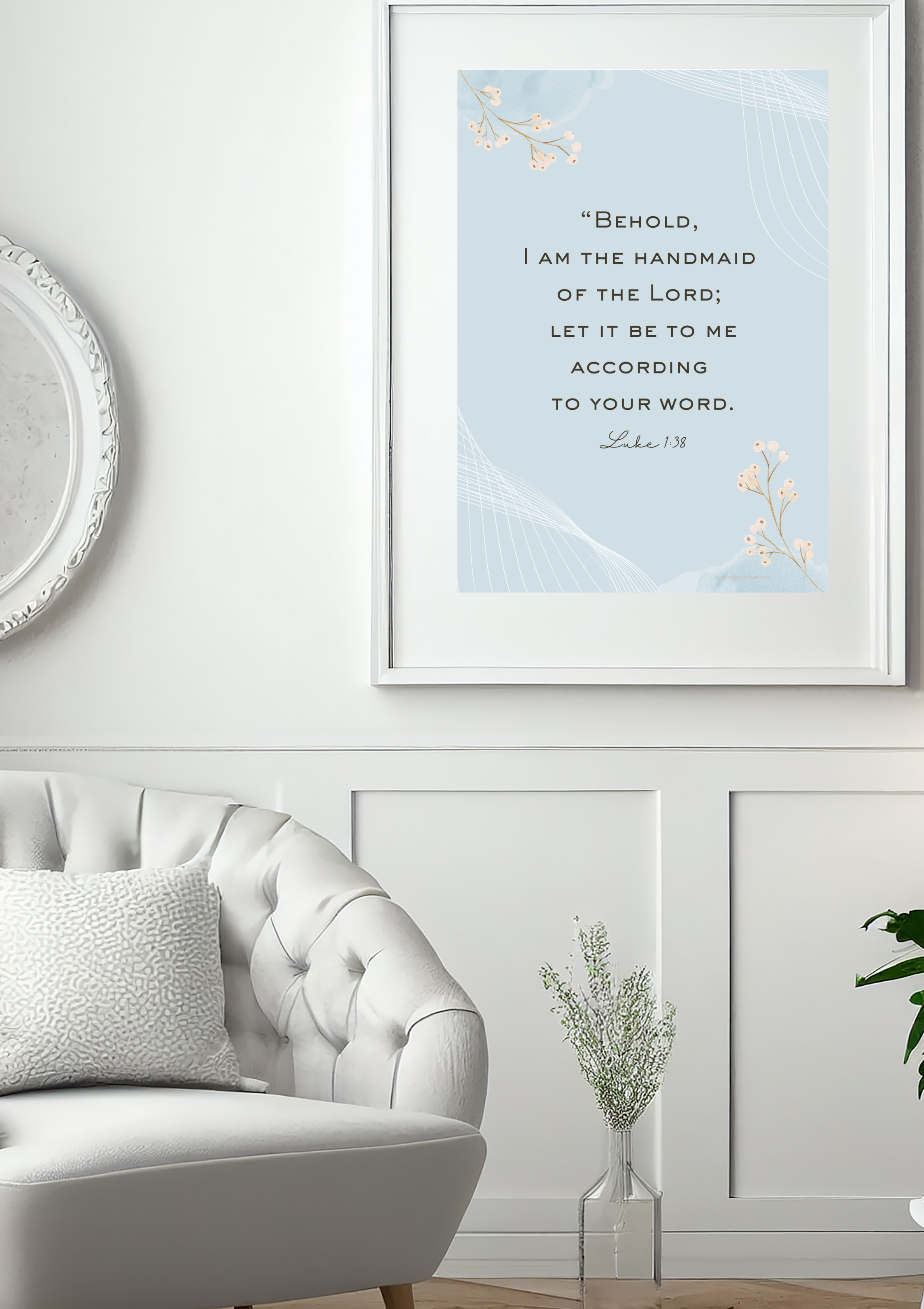 Design #53 - “Let It Be Done to Me” Luke 1:38 Bible Verse Printable Wall Art | Christian Art | Christian Gift (A6–A3+, PDF)