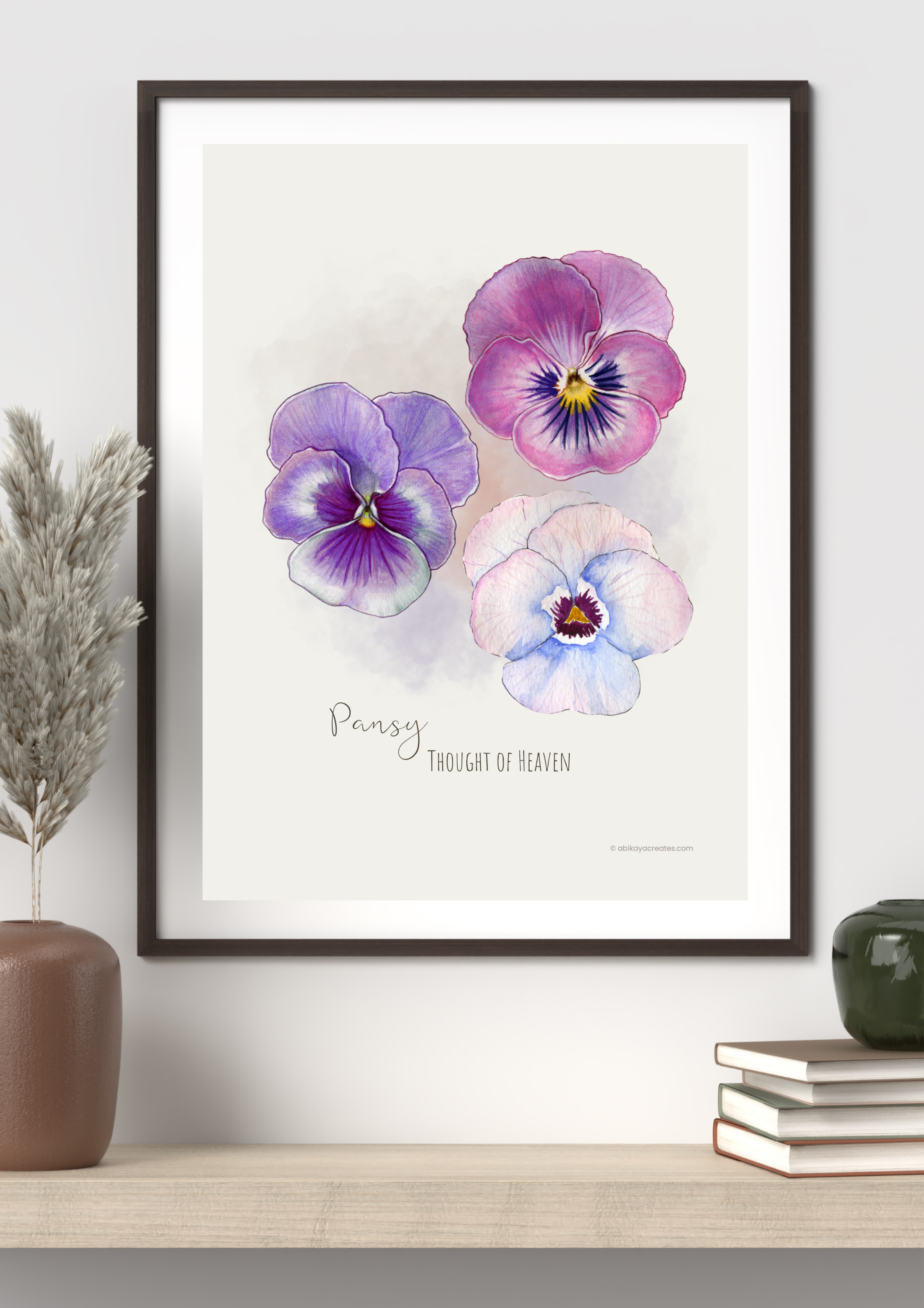 Design #28 - Pansy – Thought of Heaven | Our Lady's Garden | Flowers for Mother Mary | Wall Art | Christian Art | Christian Gift (A6–A3+, PDF)