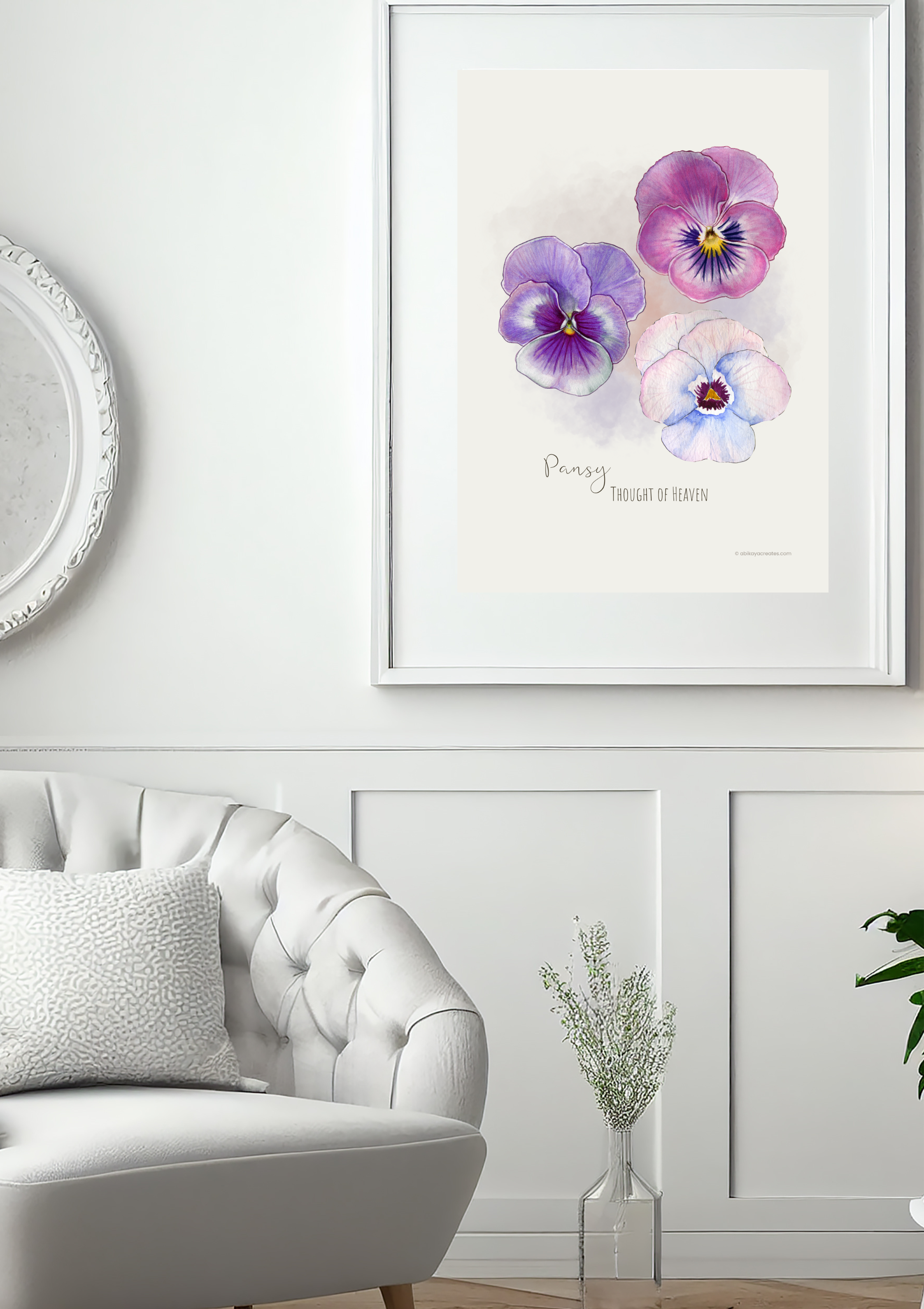 Design #28 - Pansy – Thought of Heaven | Our Lady's Garden | Flowers for Mother Mary | Wall Art | Christian Art | Christian Gift (A6–A3+, PDF)