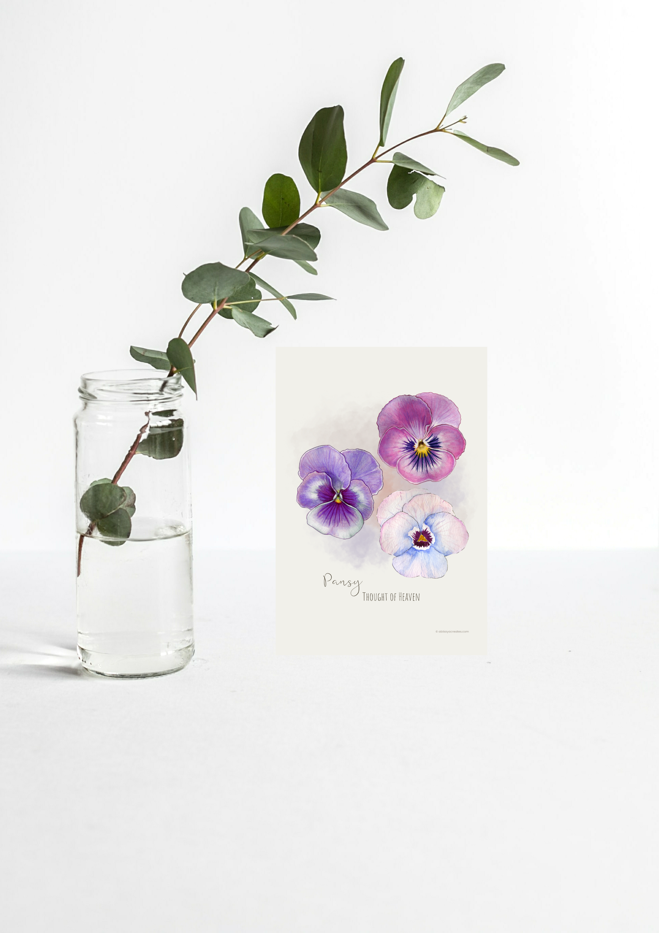 Design #28 - Pansy – Thought of Heaven | Our Lady's Garden | Flowers for Mother Mary | Wall Art | Christian Art | Christian Gift (A6–A3+, PDF)