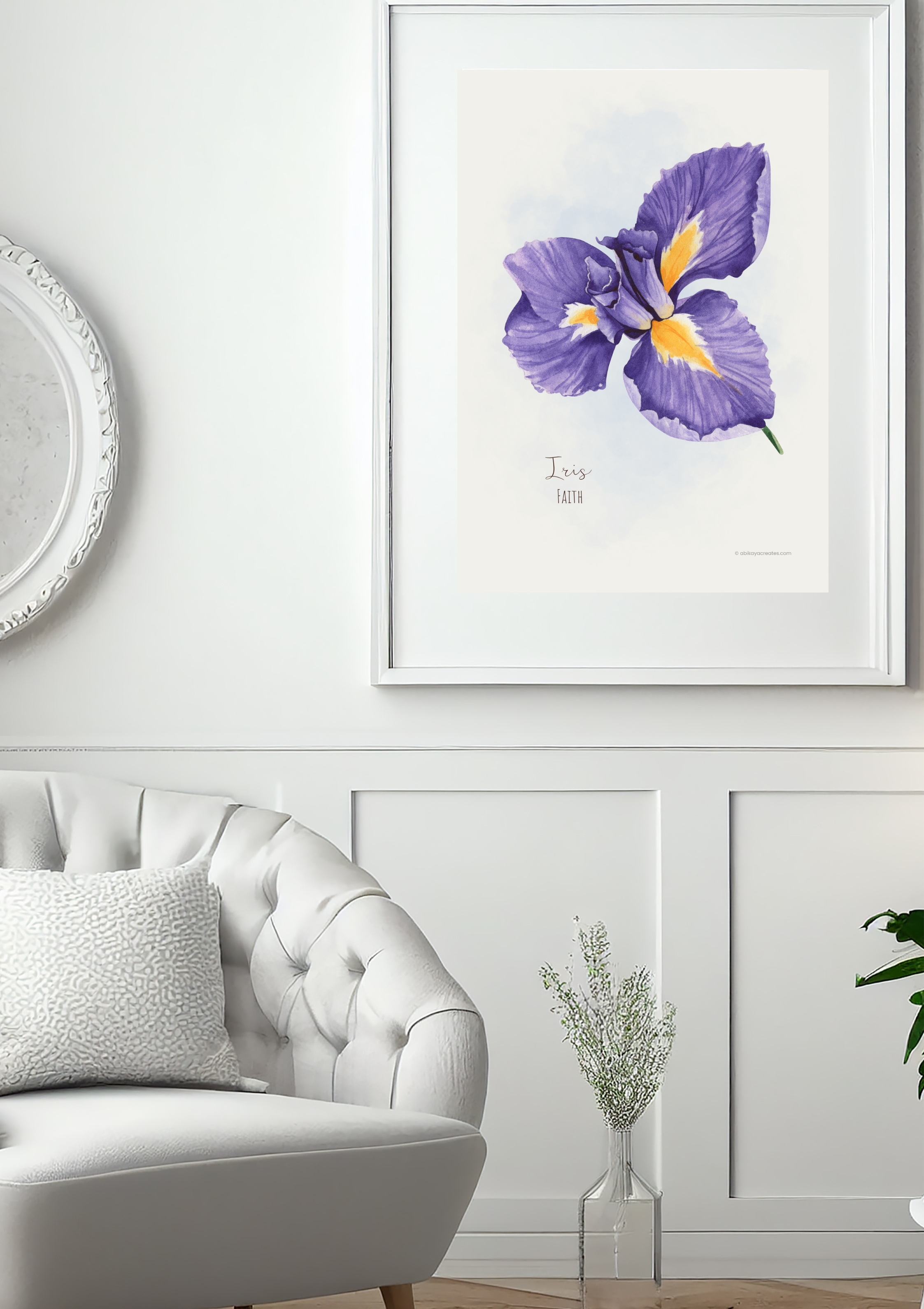 Design #29 - Iris – Faith Rooted in God | Our Lady's Garden | Flowers for Mother Mary | Wall Art | Christian Art | Christian Gift (A6–A3+, PDF)