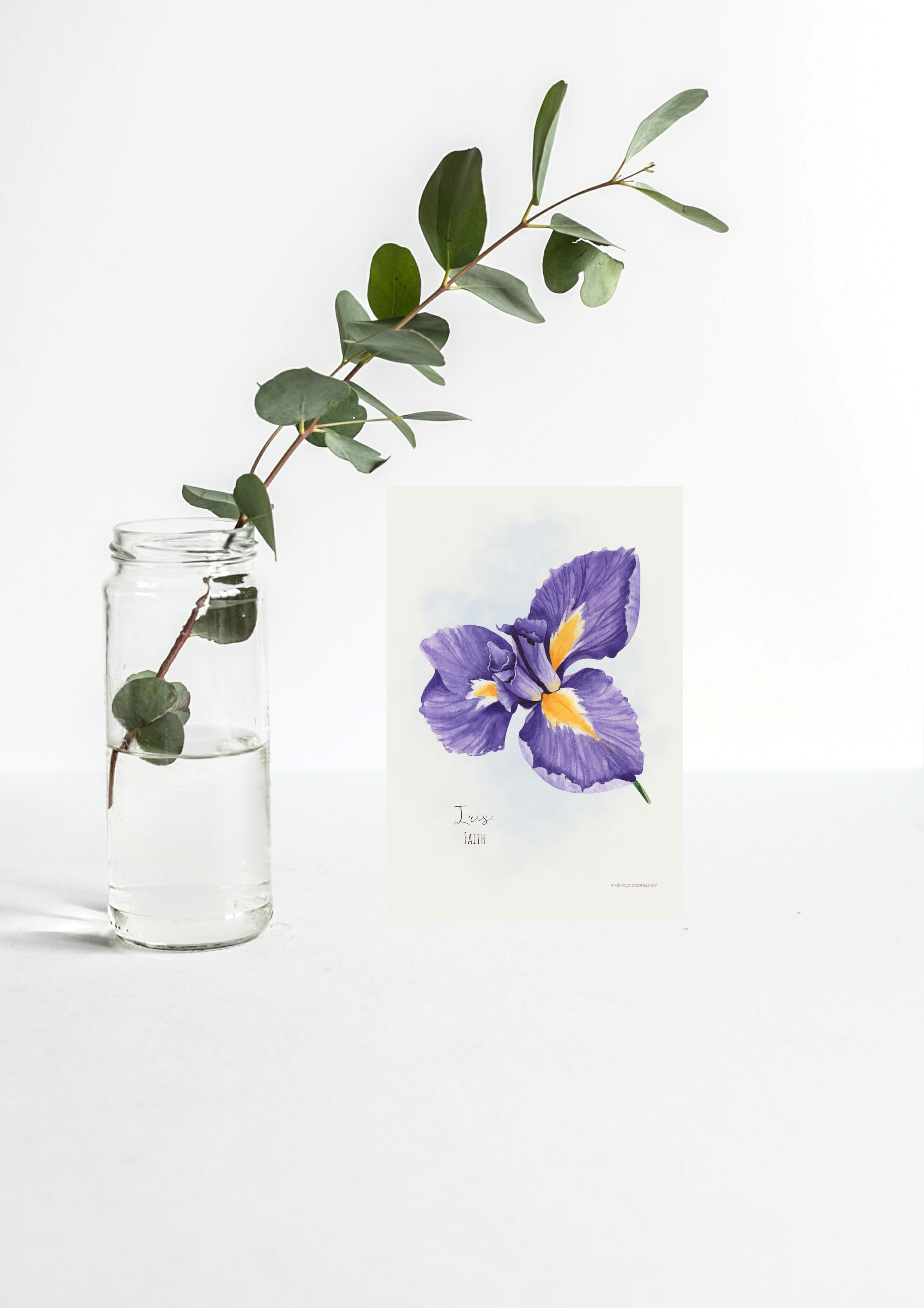 Design #29 - Iris – Faith Rooted in God | Our Lady's Garden | Flowers for Mother Mary | Wall Art | Christian Art | Christian Gift (A6–A3+, PDF)