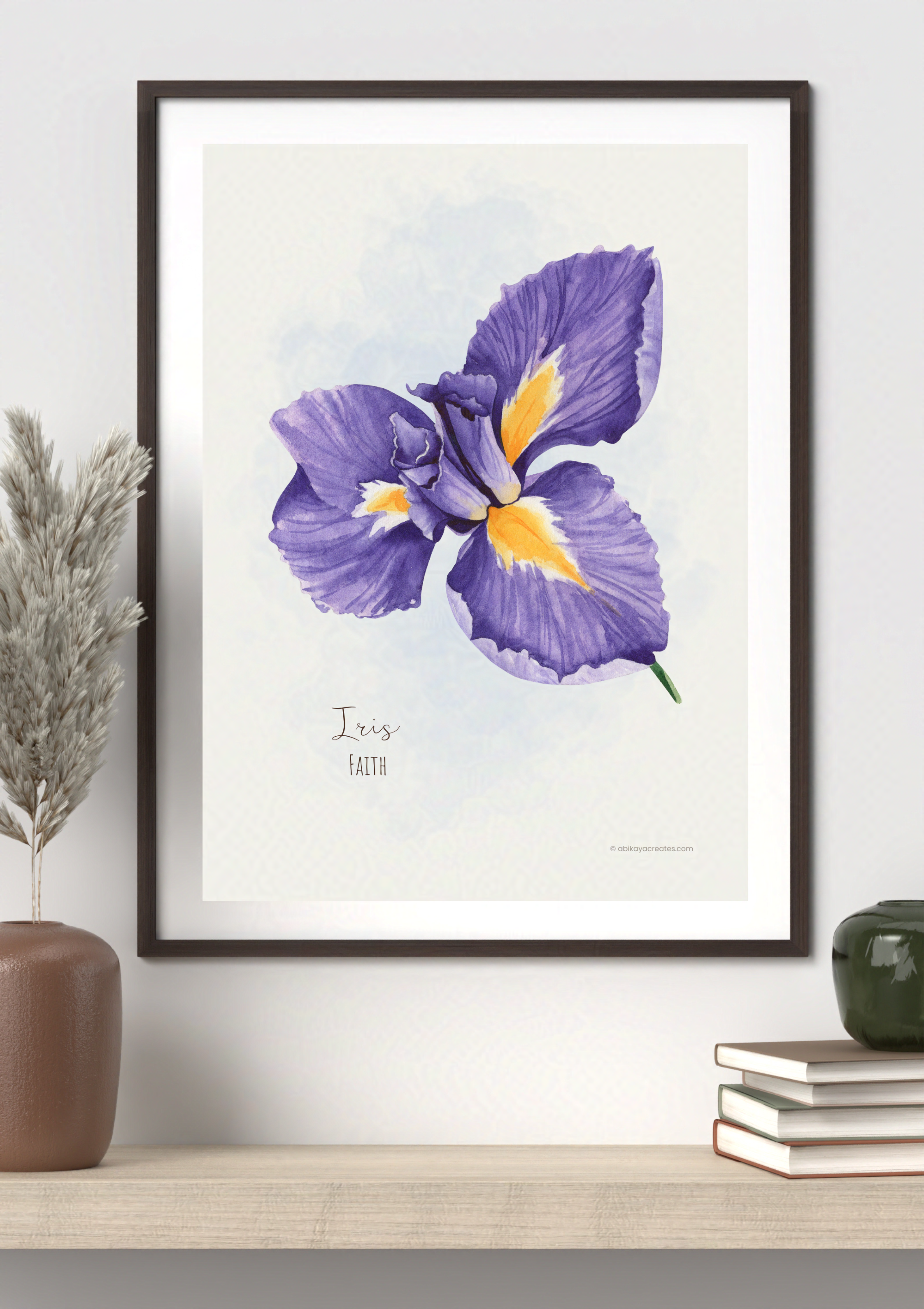 Design #29 - Iris – Faith Rooted in God | Our Lady's Garden | Flowers for Mother Mary | Wall Art | Christian Art | Christian Gift (A6–A3+, PDF)