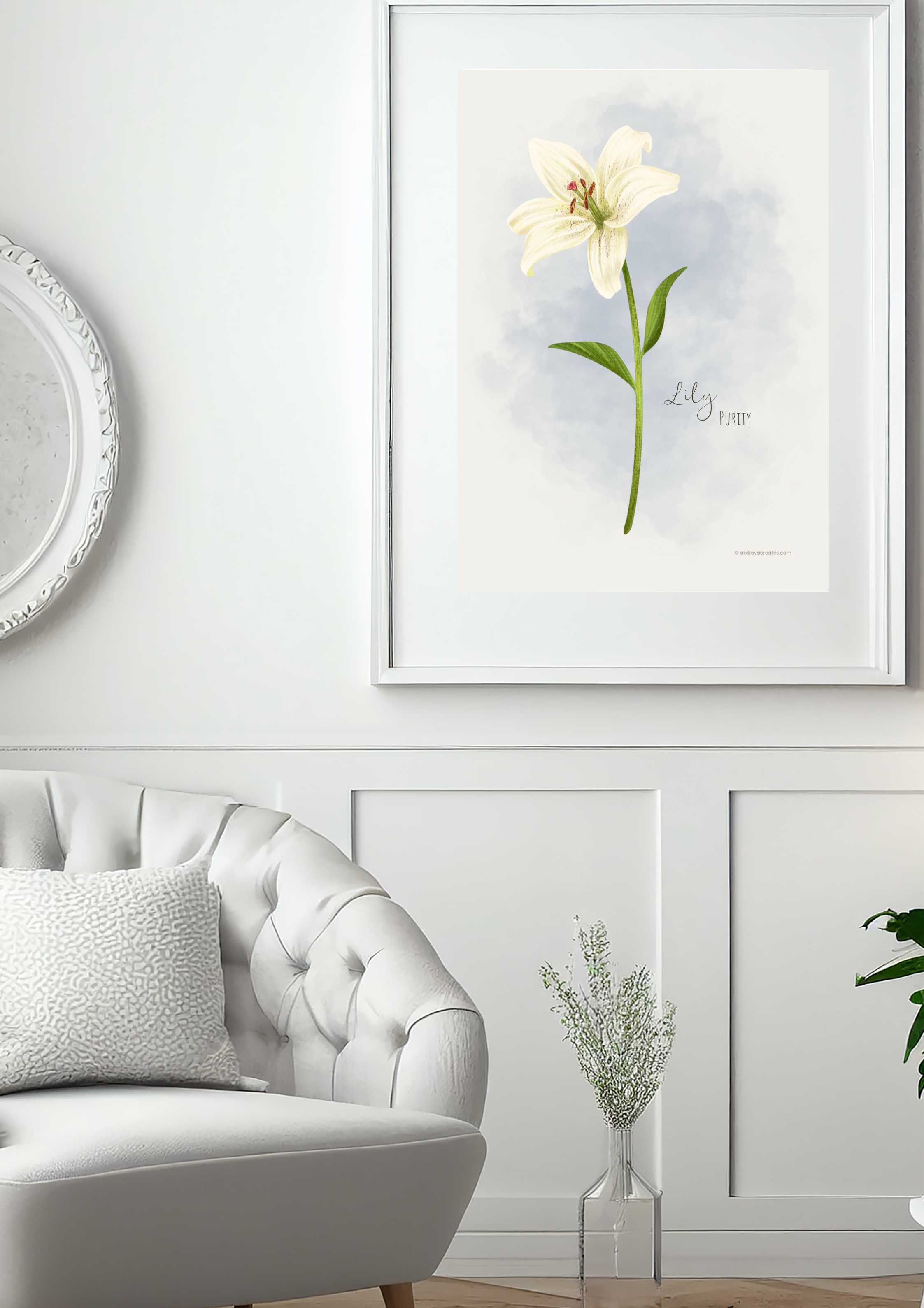 Design #26 - Lily – Purity | Our Lady's Garden | Flowers for Mother Mary | Wall Art | Christian Art | Christian Gift (A6–A3+, PDF)