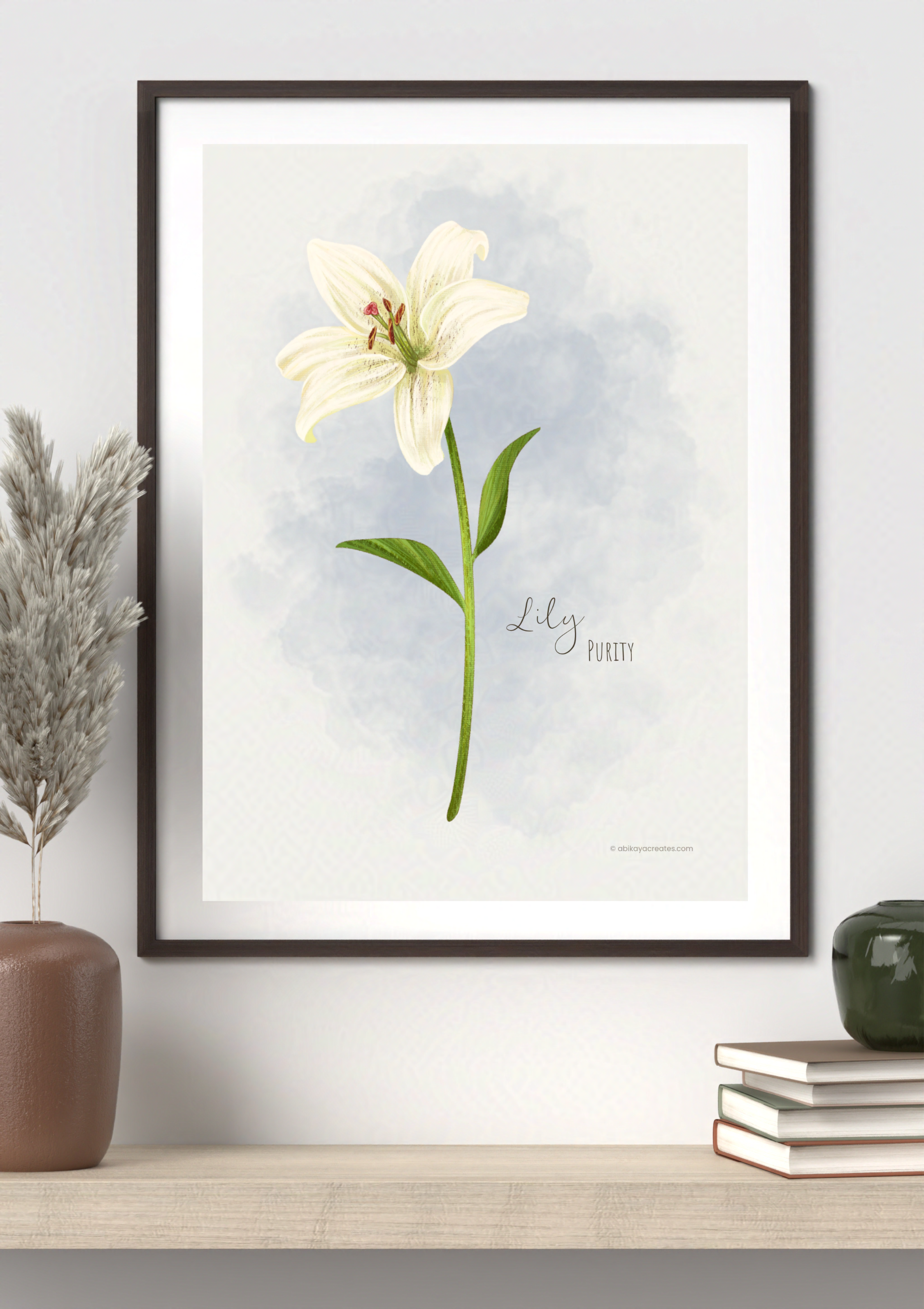 Design #26 - Lily – Purity | Our Lady's Garden | Flowers for Mother Mary | Wall Art | Christian Art | Christian Gift (A6–A3+, PDF)