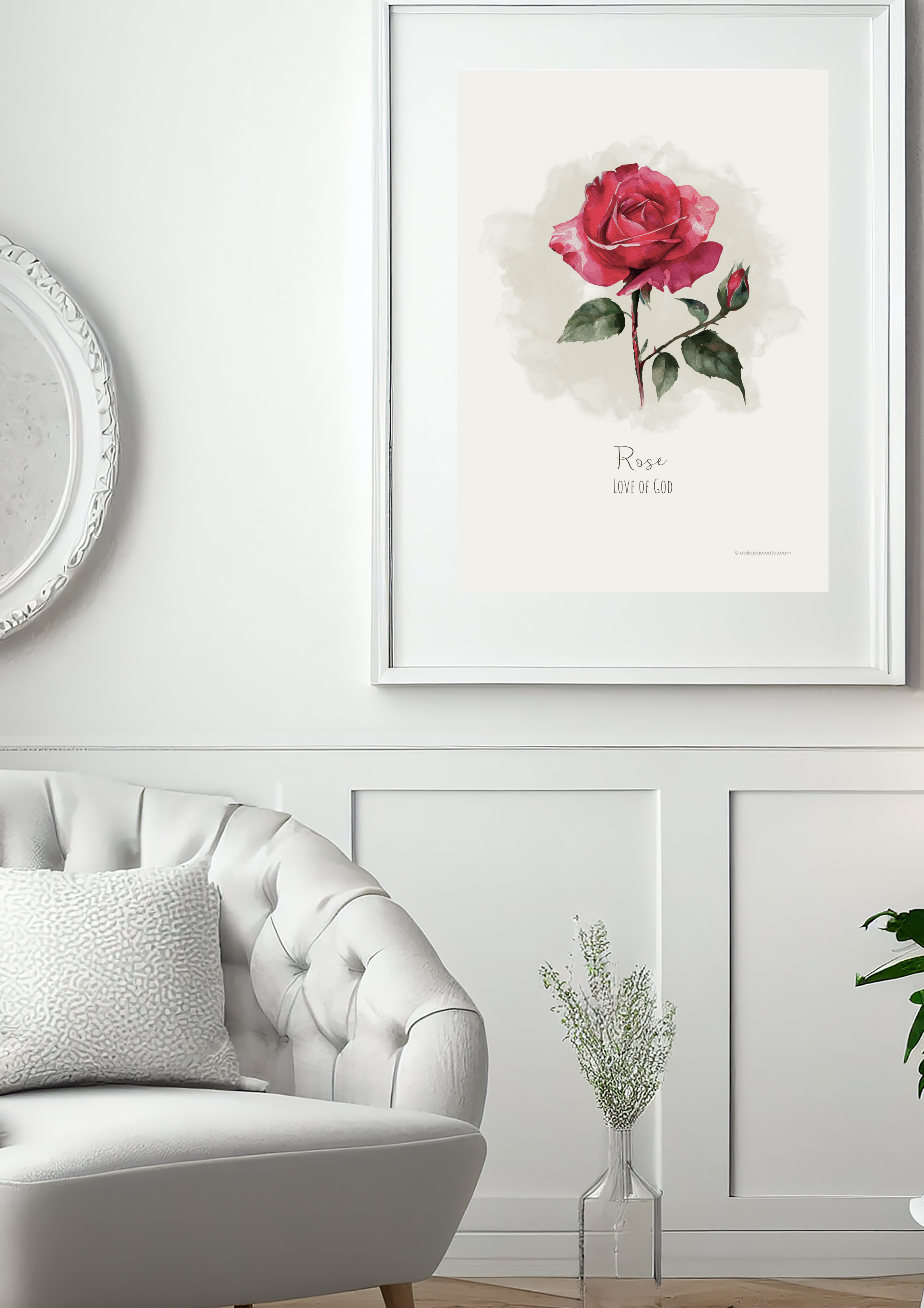 Design #25 - Rose – Love of God | Our Lady's Garden | Flowers for Mother Mary | Wall Art | Christian Art | Christian Gift (A6–A3+, PDF)