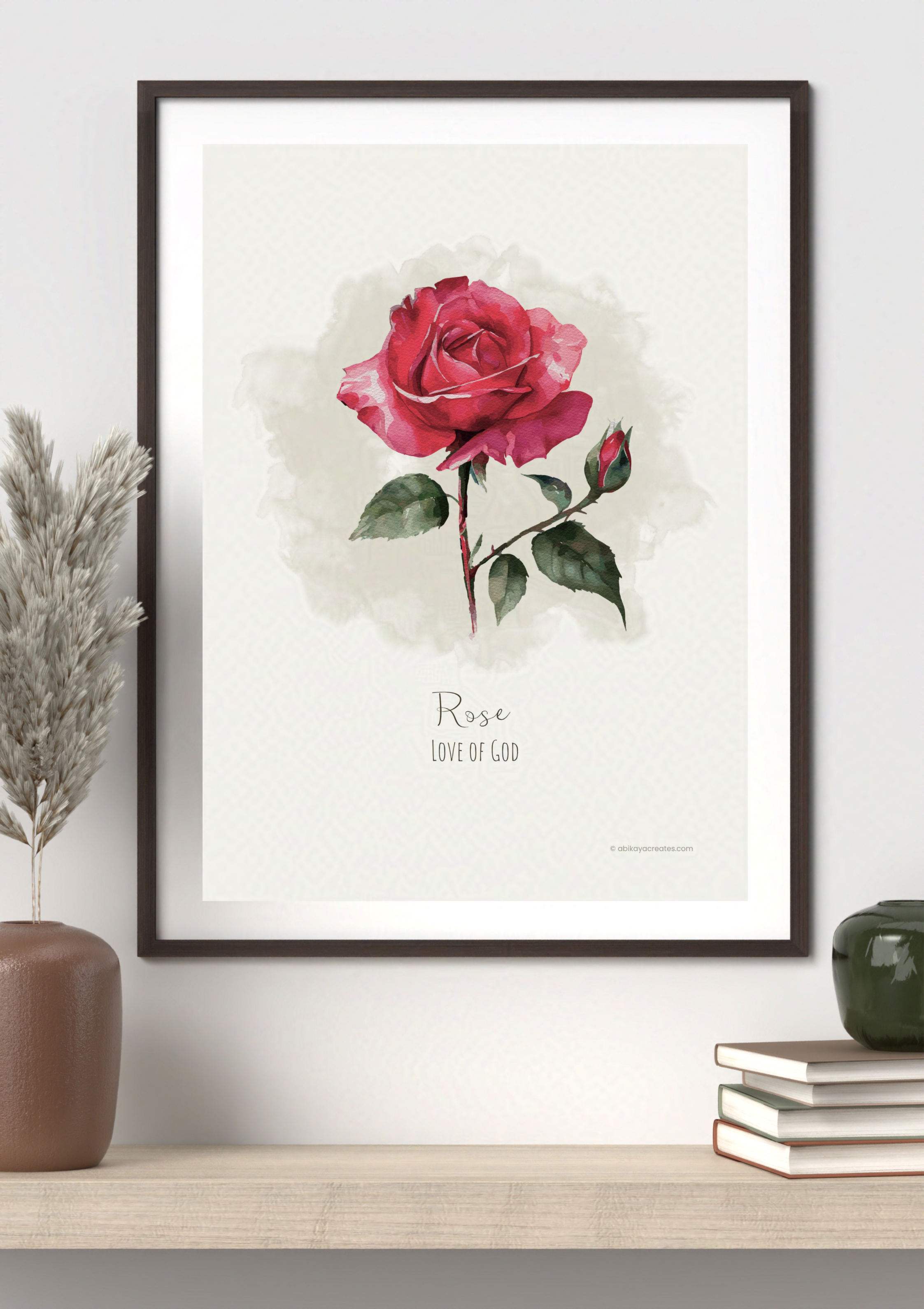 Design #25 - Rose – Love of God | Our Lady's Garden | Flowers for Mother Mary | Wall Art | Christian Art | Christian Gift (A6–A3+, PDF)