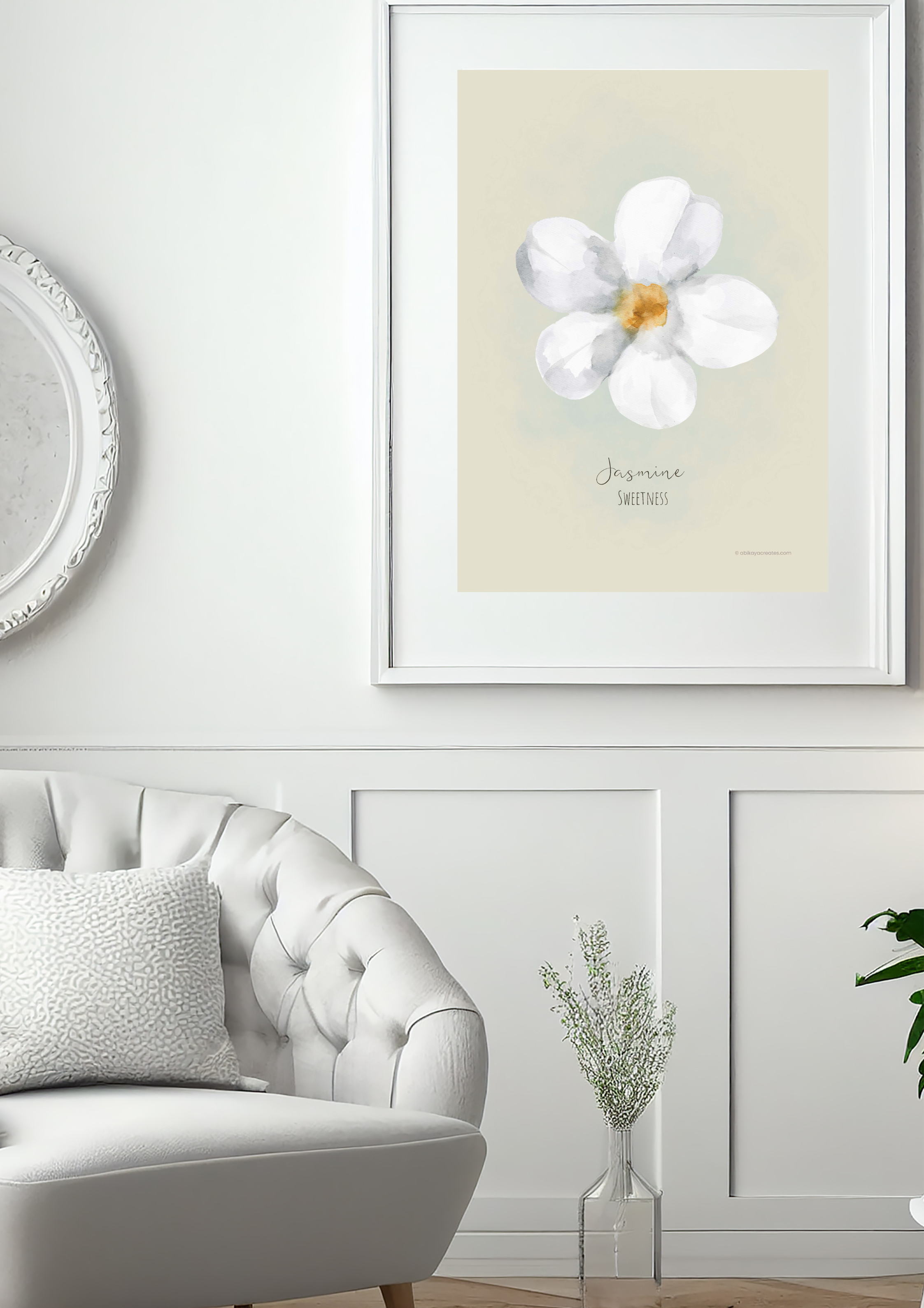 Design #30 - Jasmine – Sweetness | Our Lady's Garden | Flowers for Mother Mary | Wall Art | Christian Art | Christian Gift (A6–A3+, PDF)