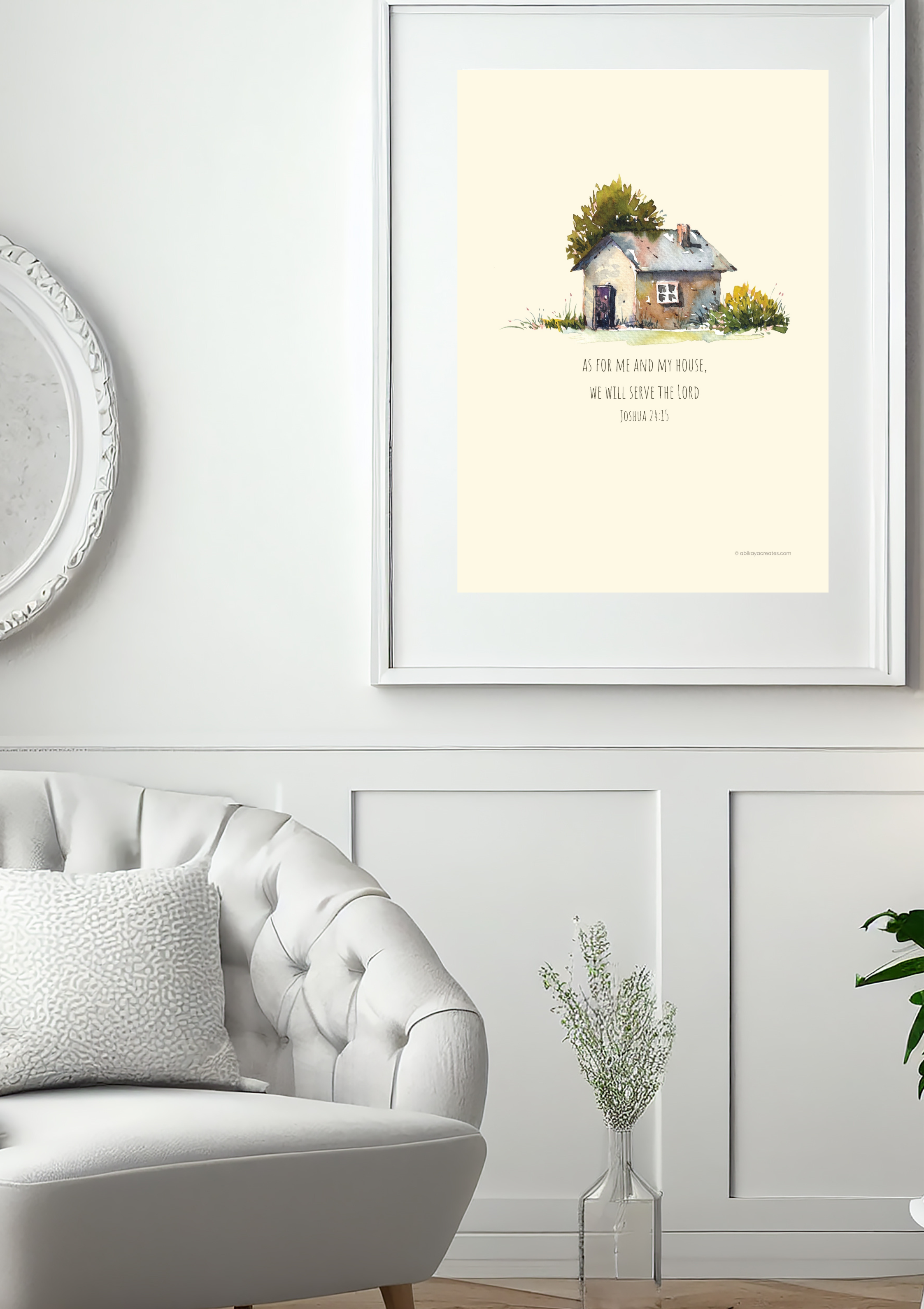 Design #7 - “As for Me and My House” - Joshua 24:15 Printable | Faith-Based Scripture Wall Art | Christian Art | Christian Gift (A6–A3+, PDF)