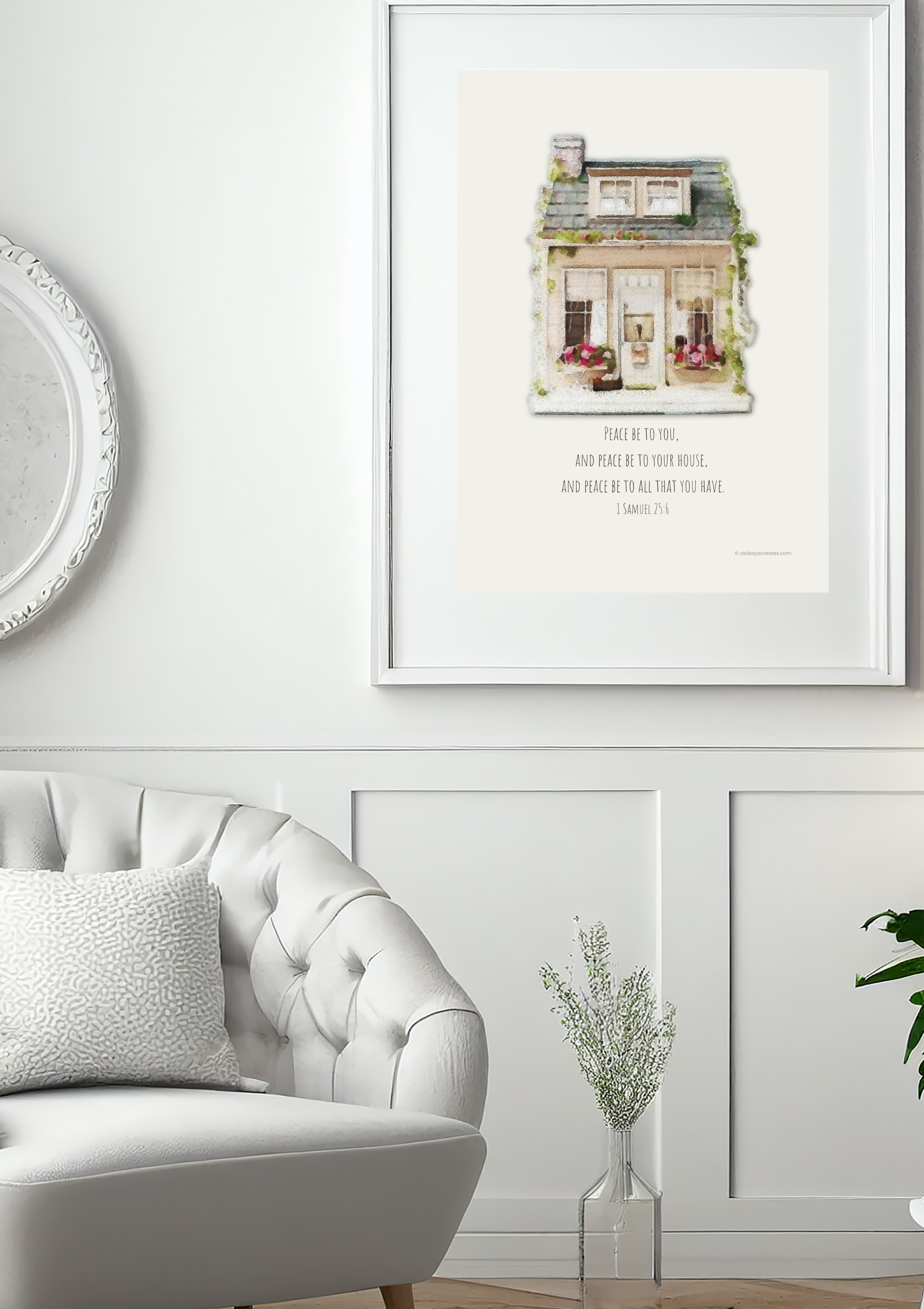 Design #45 - Peace Be to Your House – 1 Samuel 25:6 Printable Scripture Art | Christian Home Blessing Wall Décor | Christian Art | Christian Gift (A6–A3+, PDF)