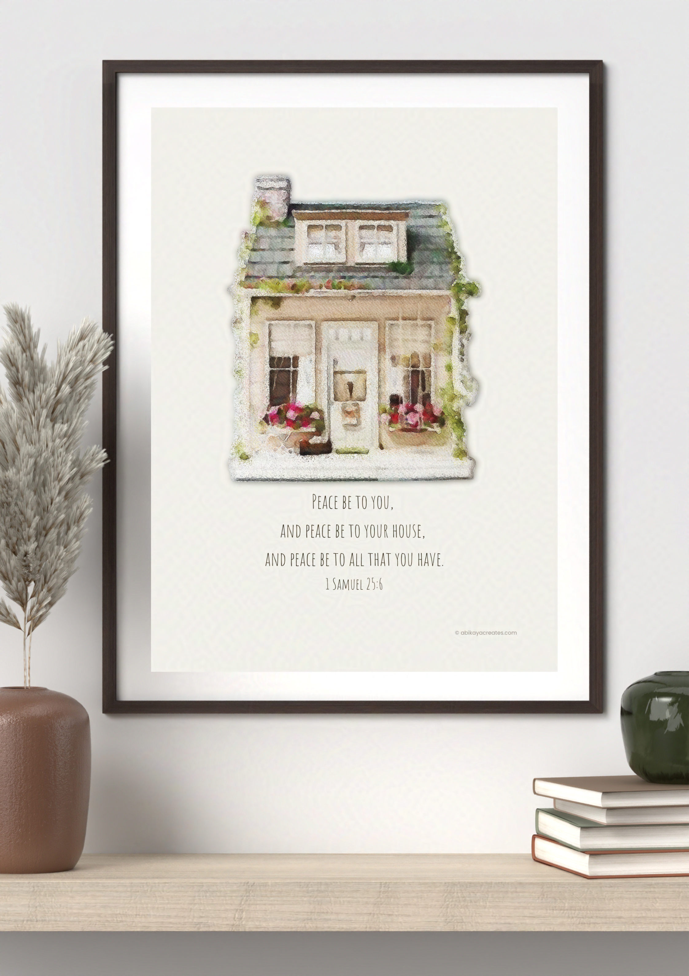 Design #45 - Peace Be to Your House – 1 Samuel 25:6 Printable Scripture Art | Christian Home Blessing Wall Décor | Christian Art | Christian Gift (A6–A3+, PDF)