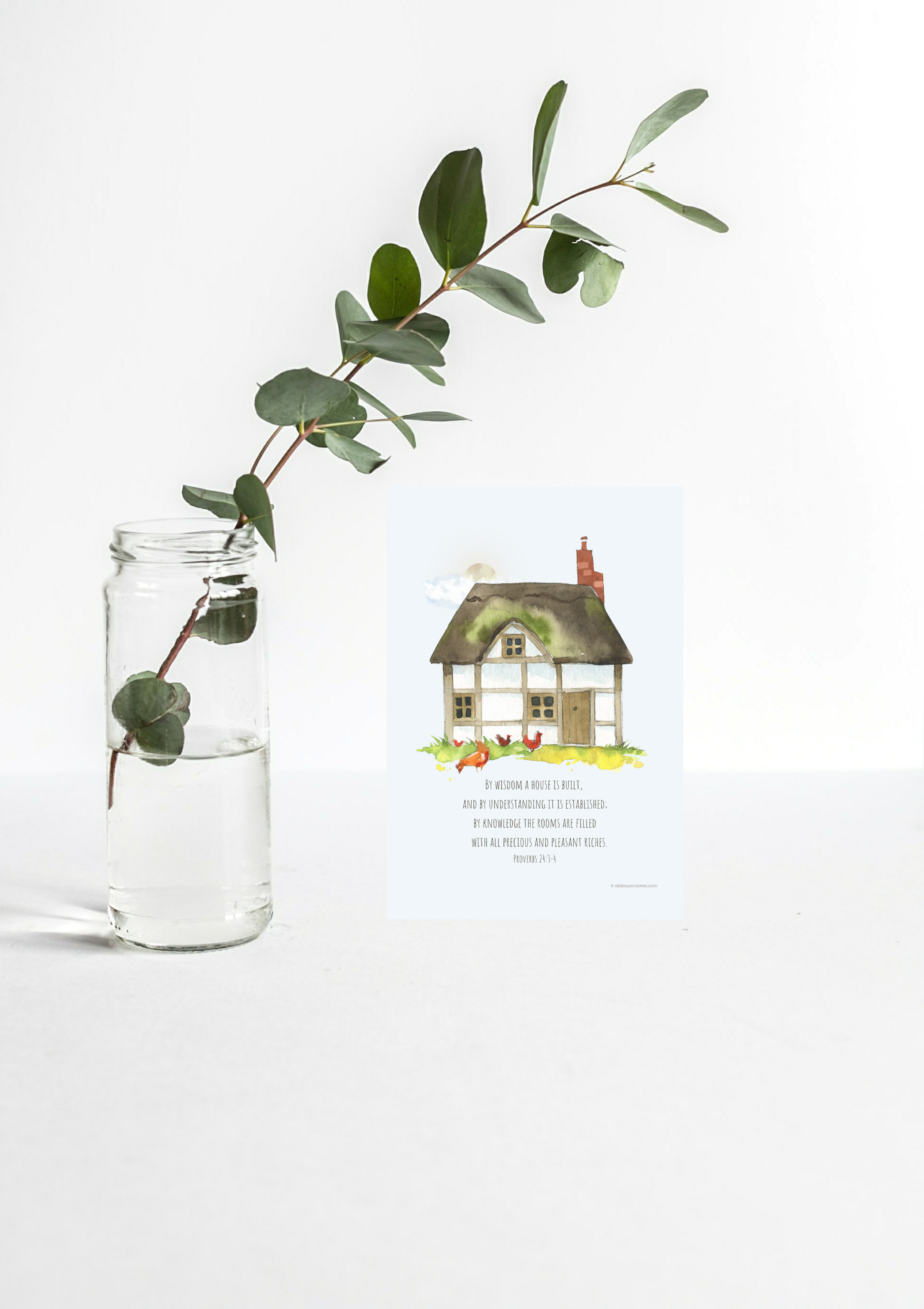 Design #43 - By Wisdom a House is Built – Proverbs 24:3-4 Scripture Printable | Christian Cottagecore Home Blessing | Faith and Family Wall Art Décor | Christian Art | Christian Gift (A6–A3+, PDF)