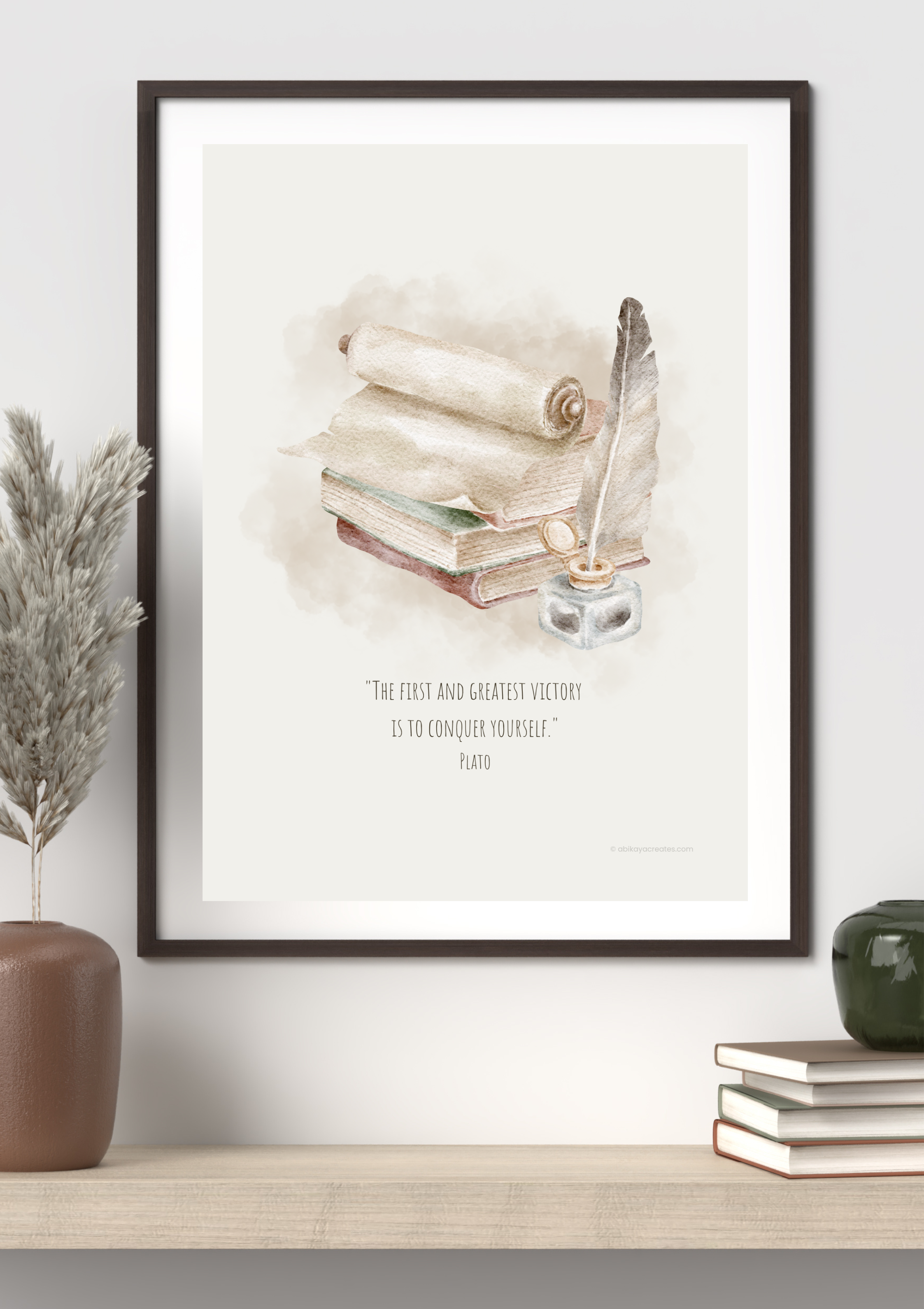 Design #56 - The Greatest Victory Is to Conquer Yourself – Plato Printable | Self-Mastery Quote Art | Ancient Wisdom Art | Virtue | Wall Art | Art Gift (A6–A3+, PDF)
