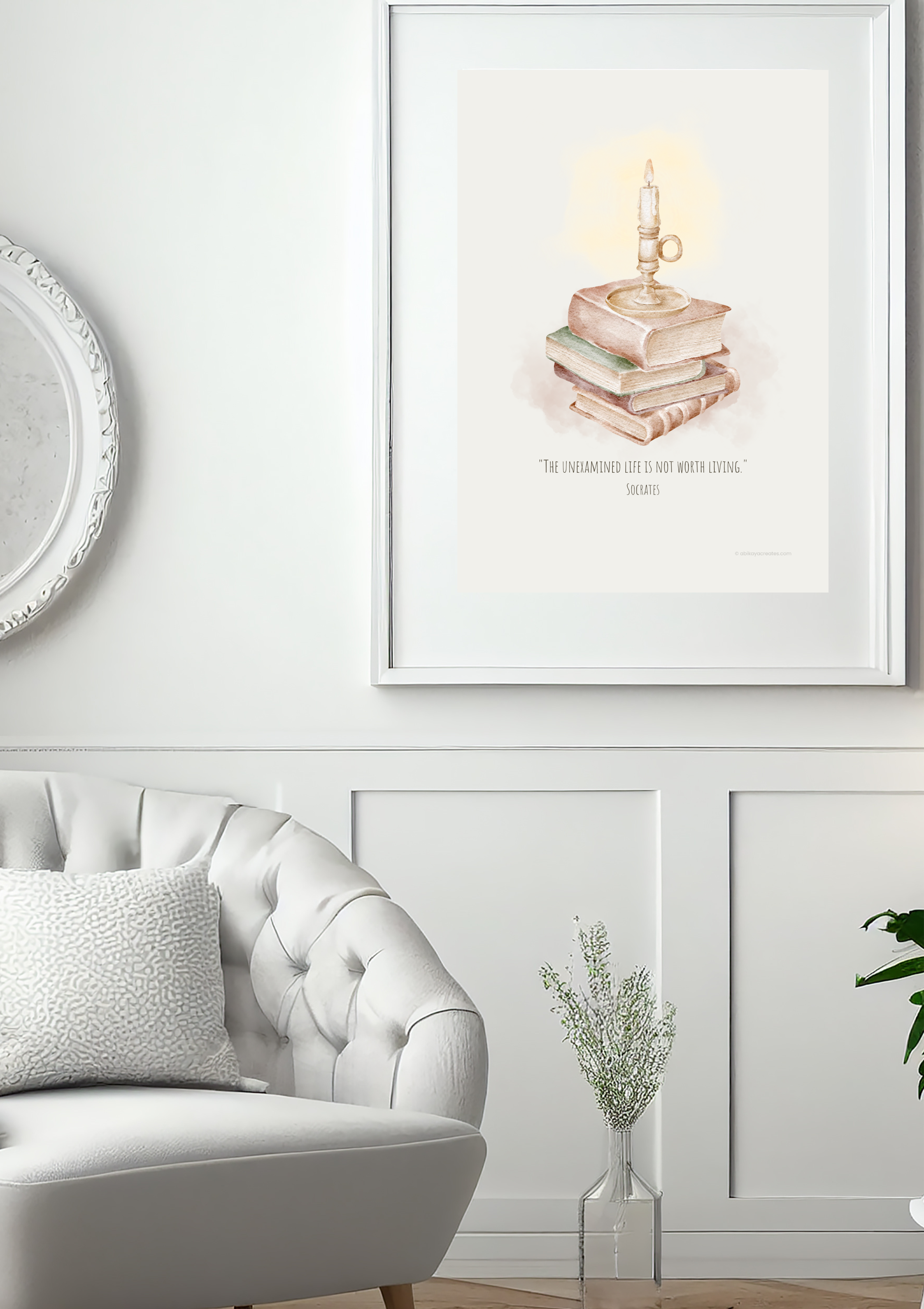 Design #39 - The Unexamined Life Is Not Worth Living – Socrates Quote Printable | Reflective Philosophy Wall Art | Ancient Wisdom Art | Virtue | Wall Art | Art Gift (A6–A3+, PDF)